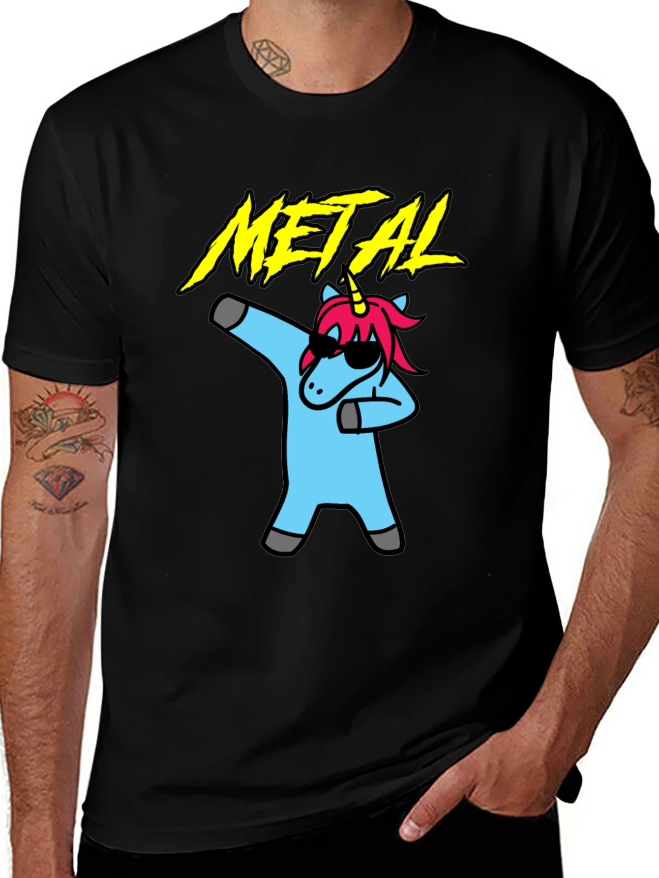 Metal Unicorn Dab T-Shirt - Black