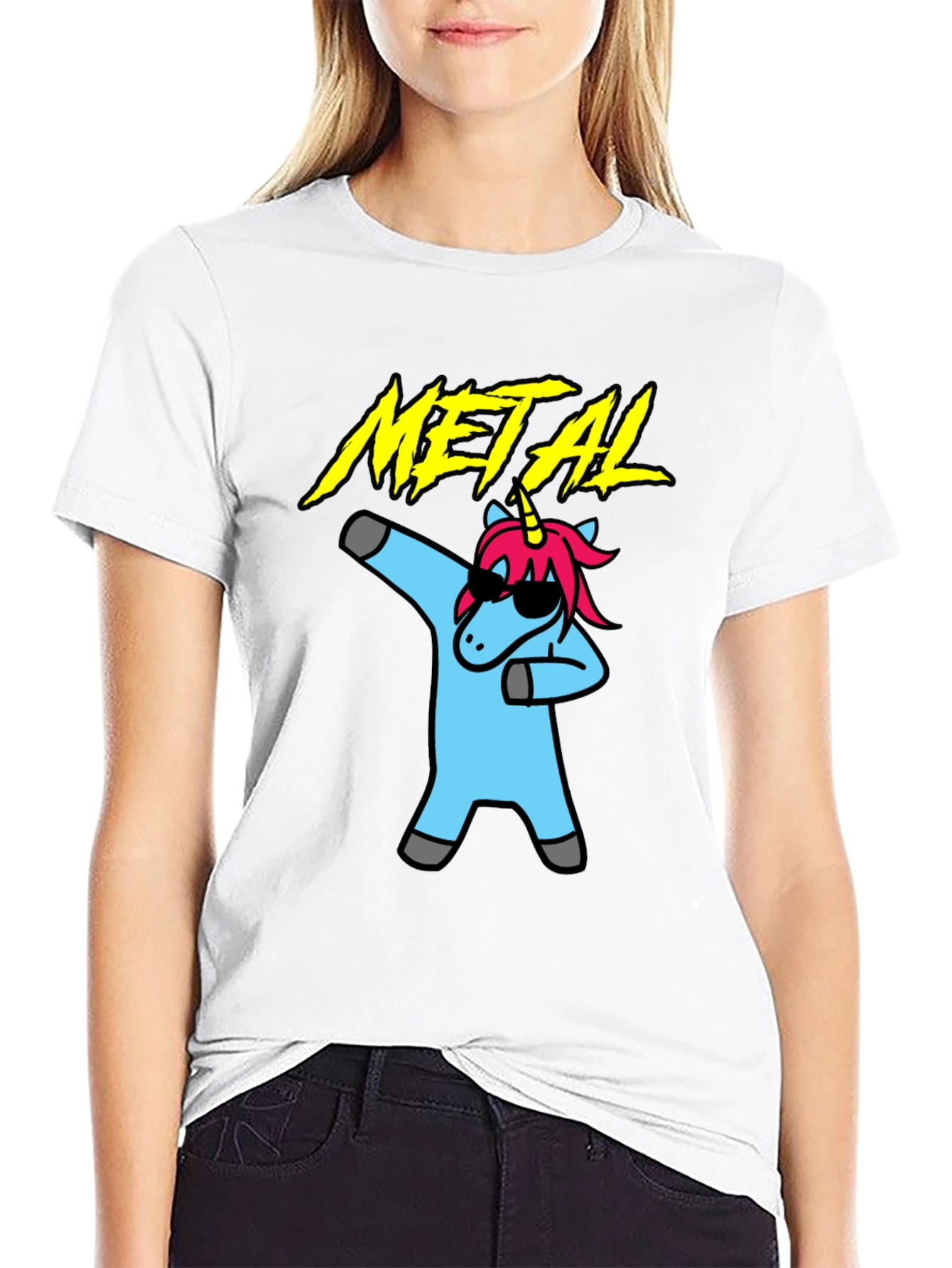 Metal Unicorn Dab T-Shirt - Black