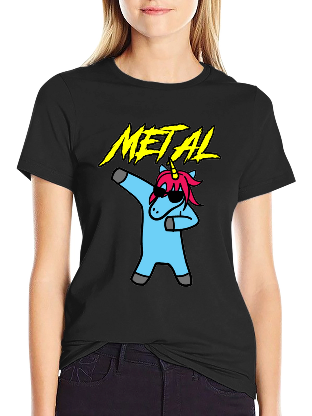 Metal Unicorn Dab T-Shirt - Black