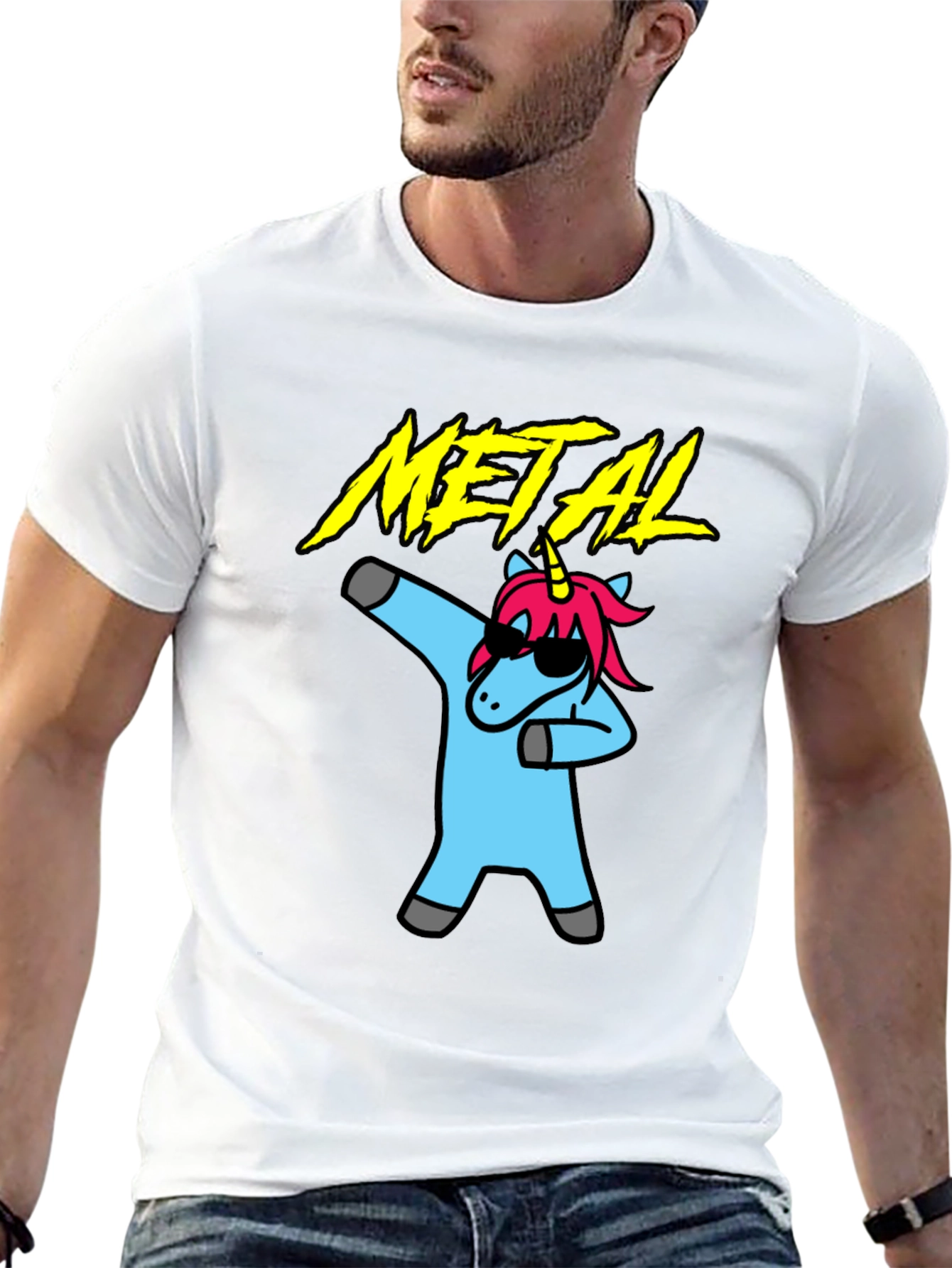 Metal Unicorn Dab T-Shirt - Black