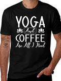Yoga & Coffee Graphic Tee - Soft Cotton Blend