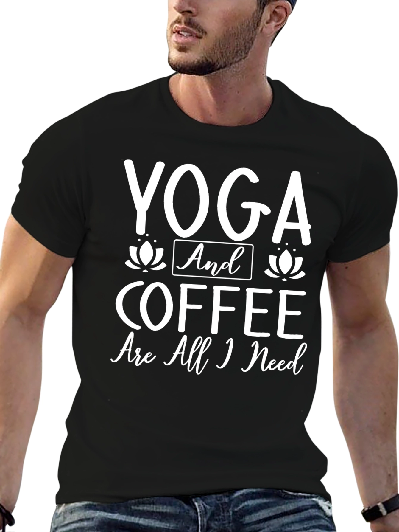 Yoga & Coffee Graphic Tee - Soft Cotton Blend