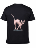 Sphynx Cat Graphic Tee - Black Cotton T-Shirt