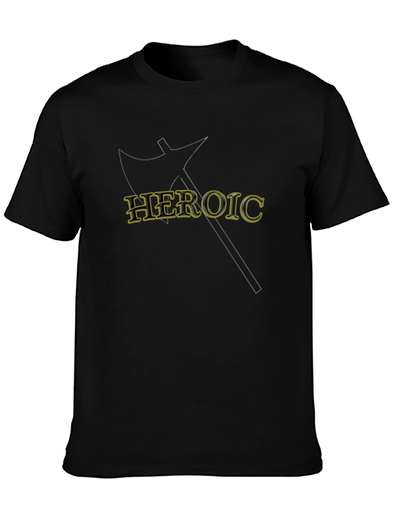 Heroic Axe Graphic Tee - Black Cotton T-Shirt