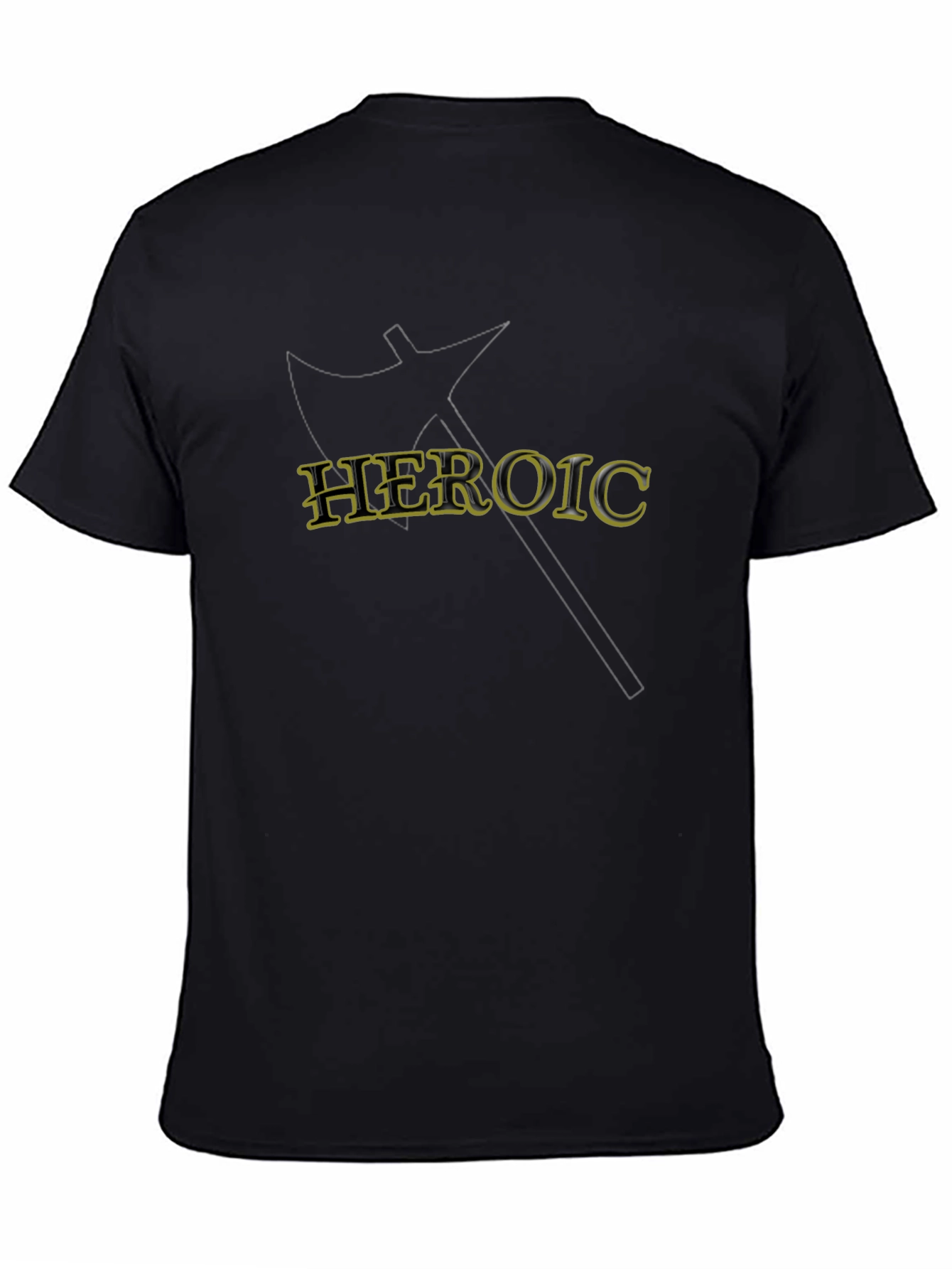 Heroic Axe Graphic Tee - Black Cotton T-Shirt