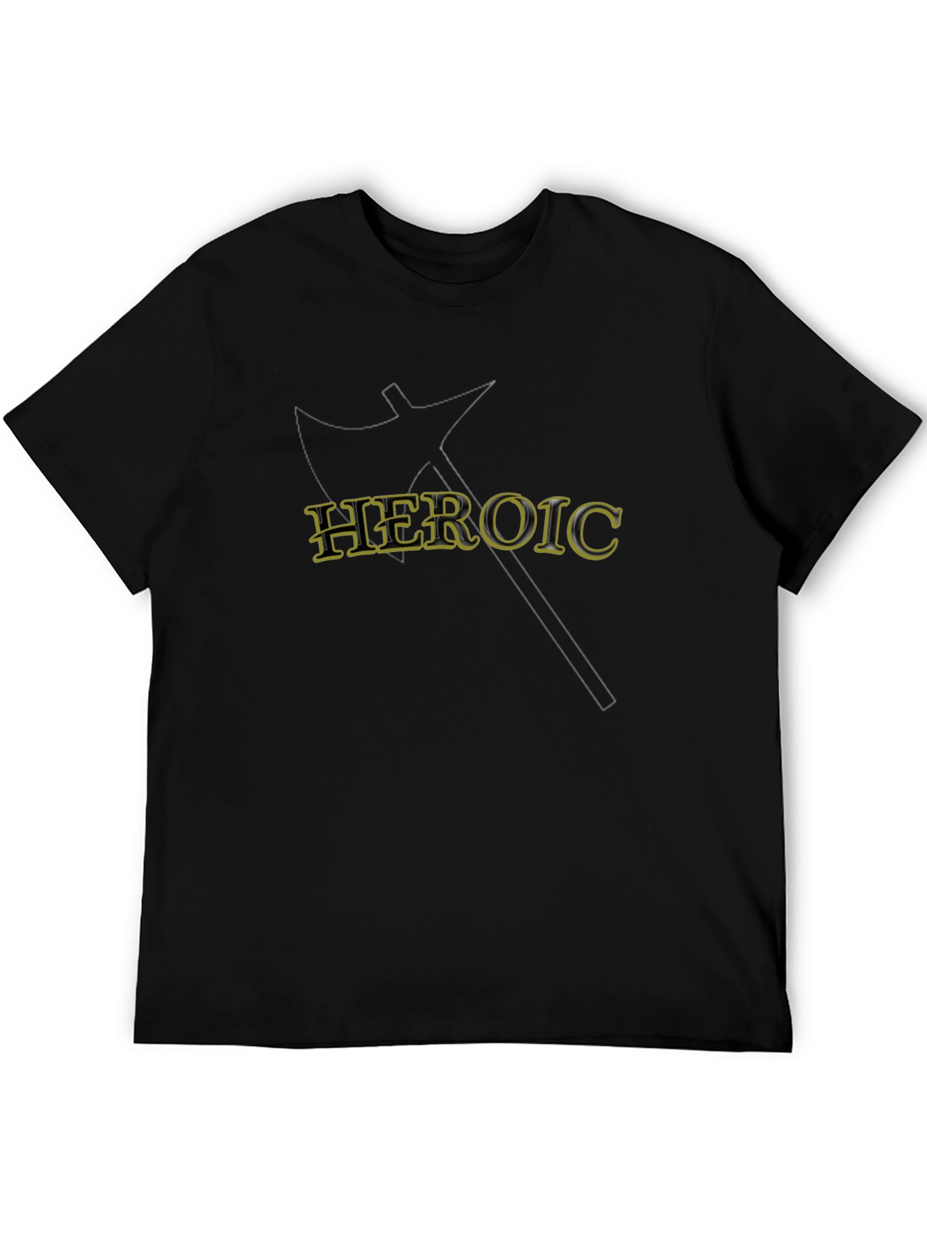 Heroic Axe Graphic Tee - Black Cotton T-Shirt