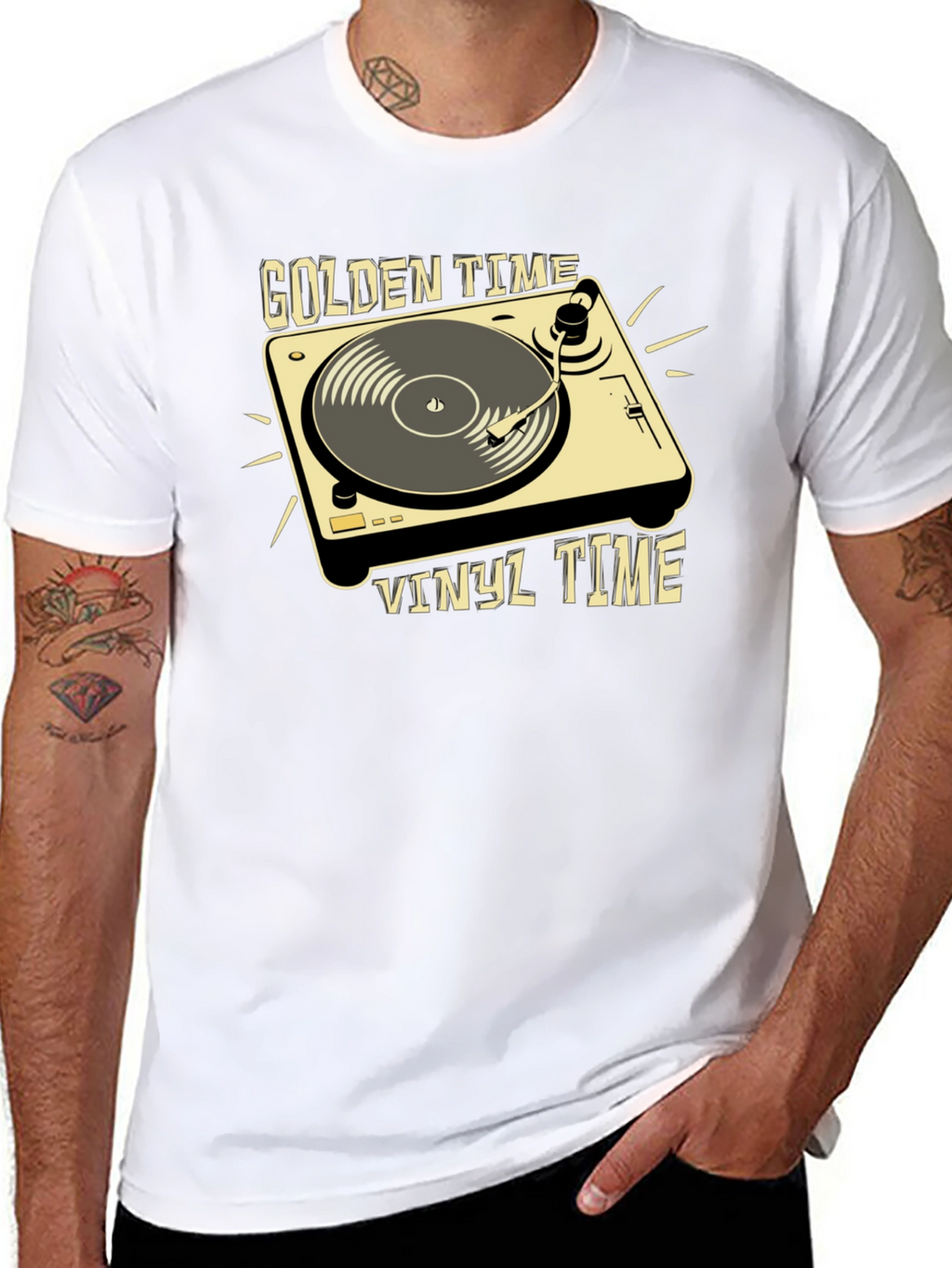 Golden Vinyl Time T-Shirt: Classic Music Lover Tee