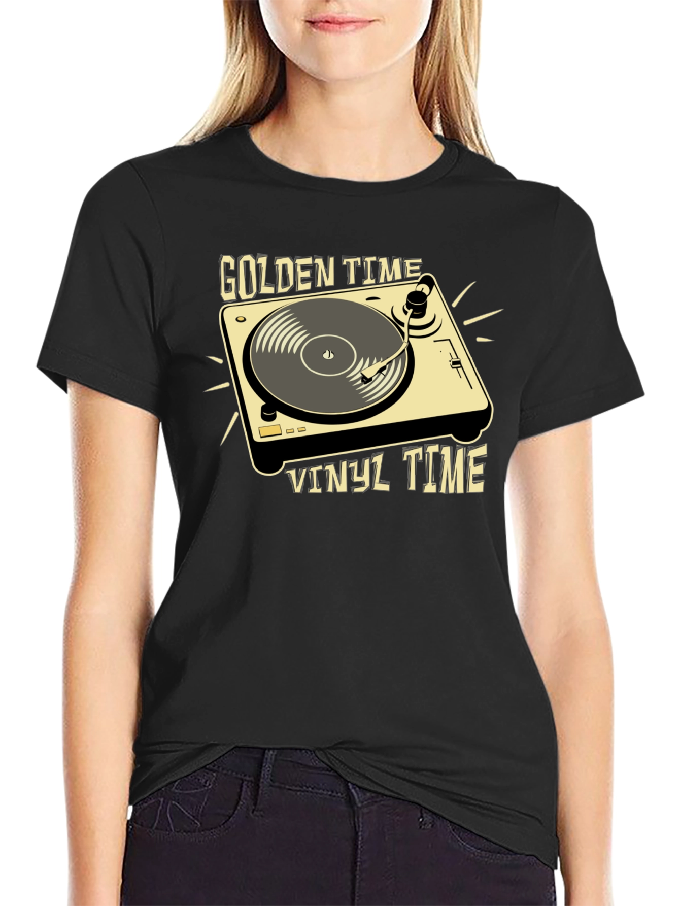 Golden Vinyl Time T-Shirt: Classic Music Lover Tee