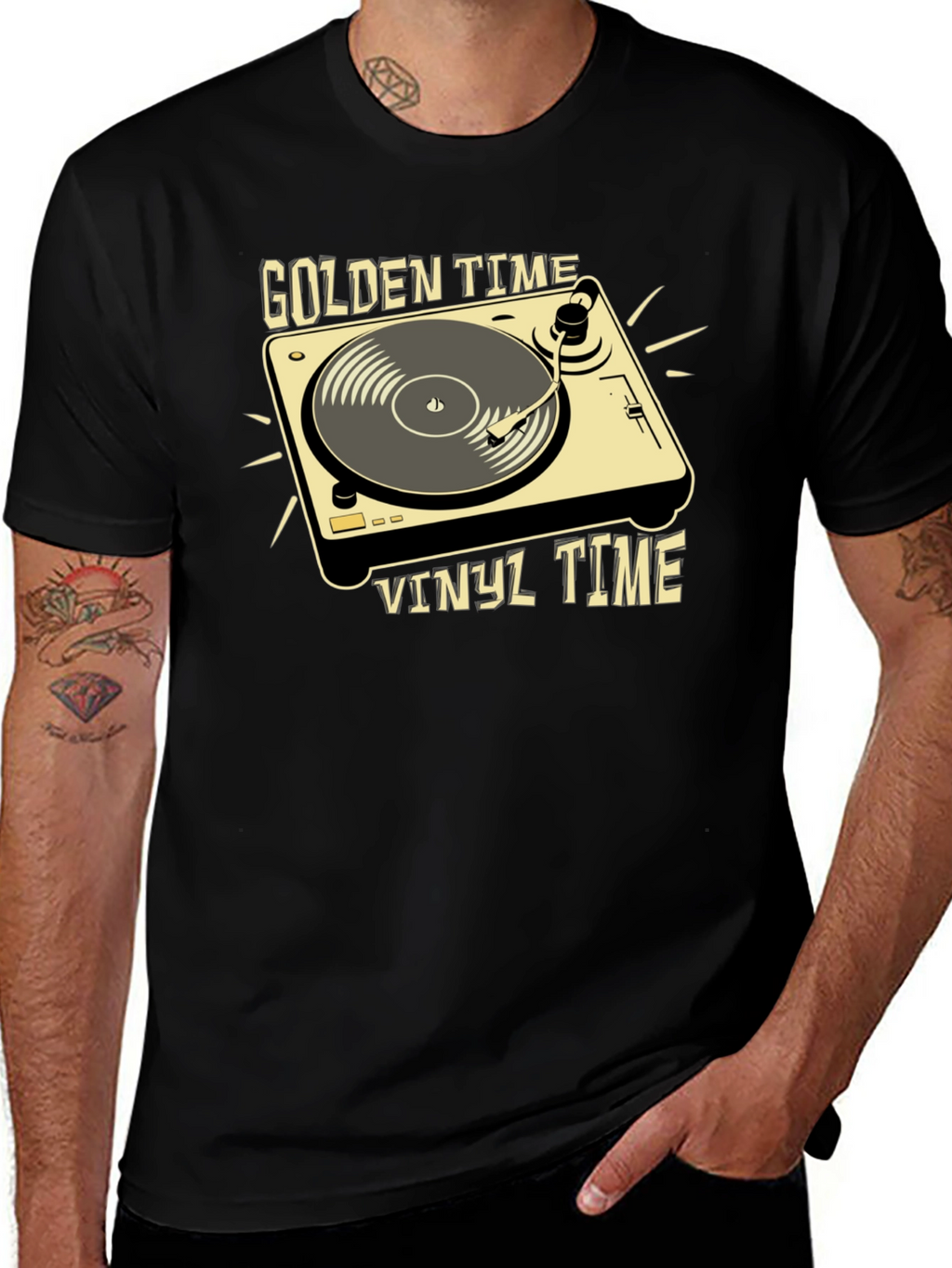 Golden Vinyl Time T-Shirt: Classic Music Lover Tee