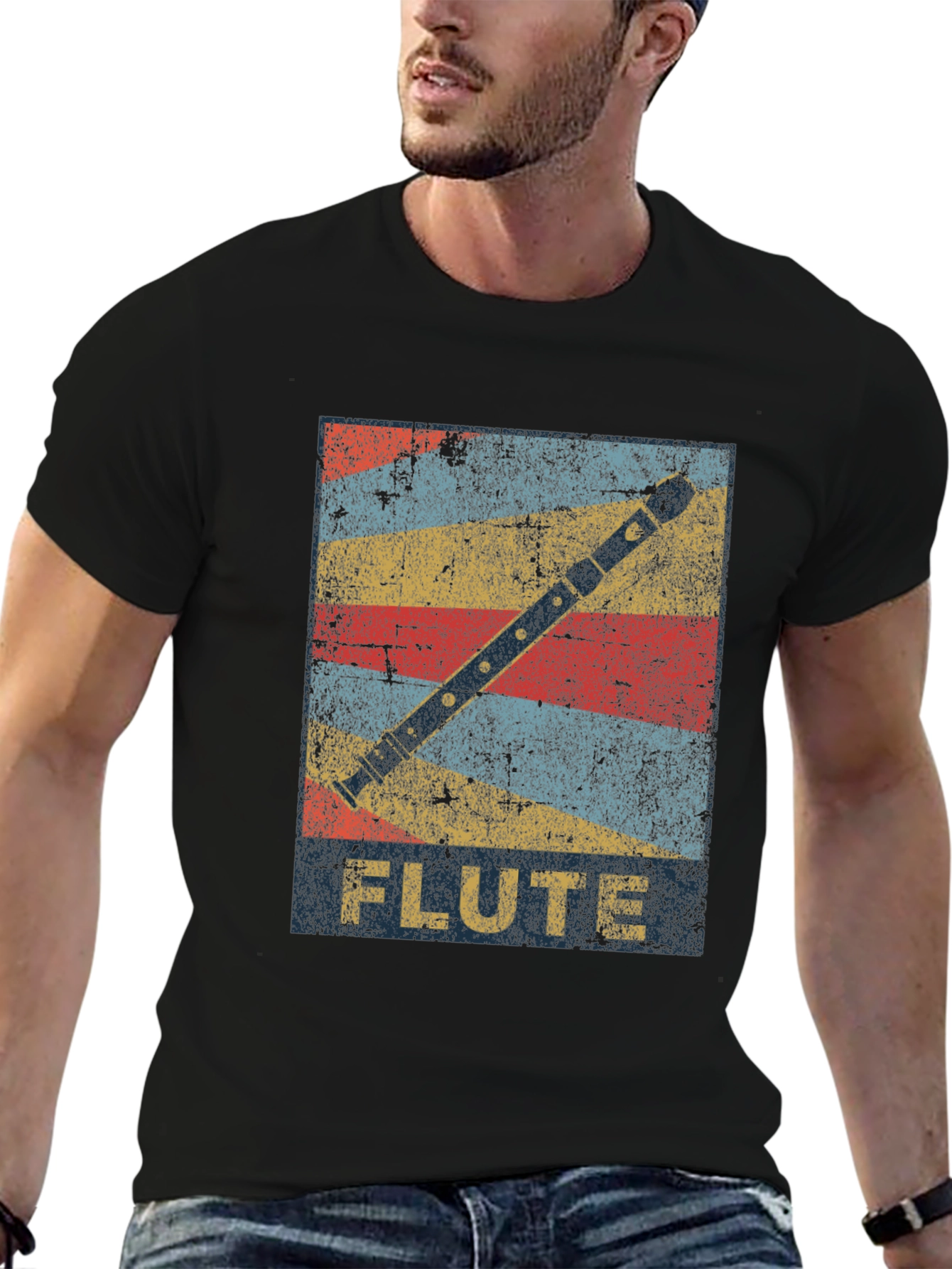 Retro Flute Graphic T-Shirt - Music Lover Tee