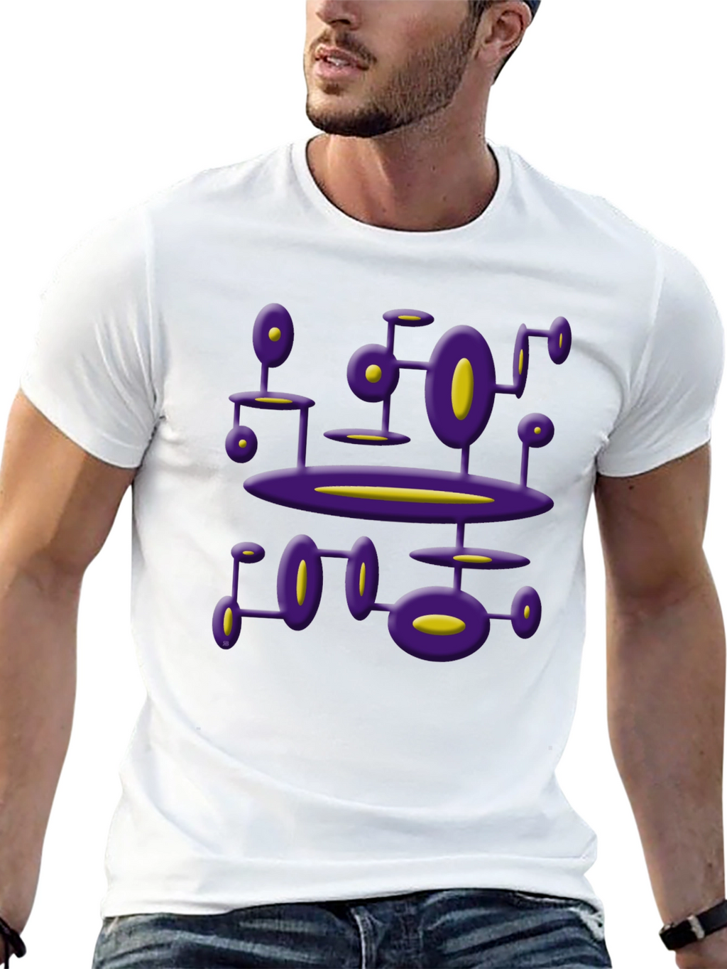 Abstract Purple Alien Structure Black T-Shirt