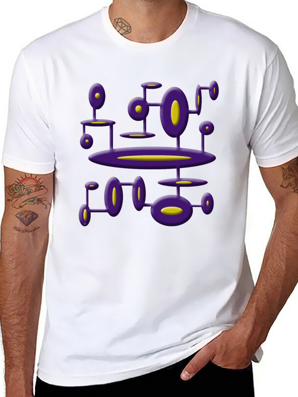 Abstract Purple Alien Structure Black T-Shirt