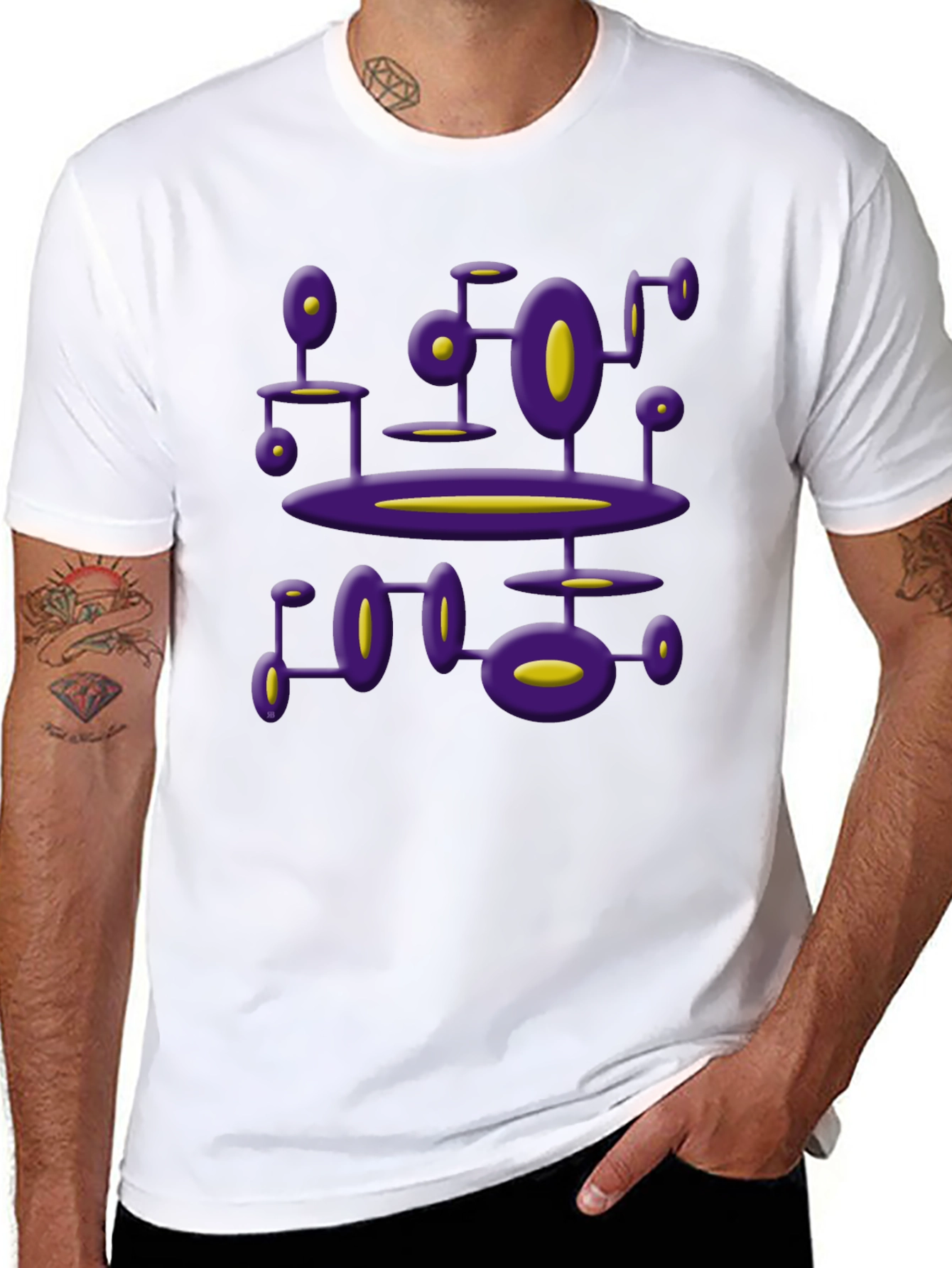 Abstract Purple Alien Structure Black T-Shirt