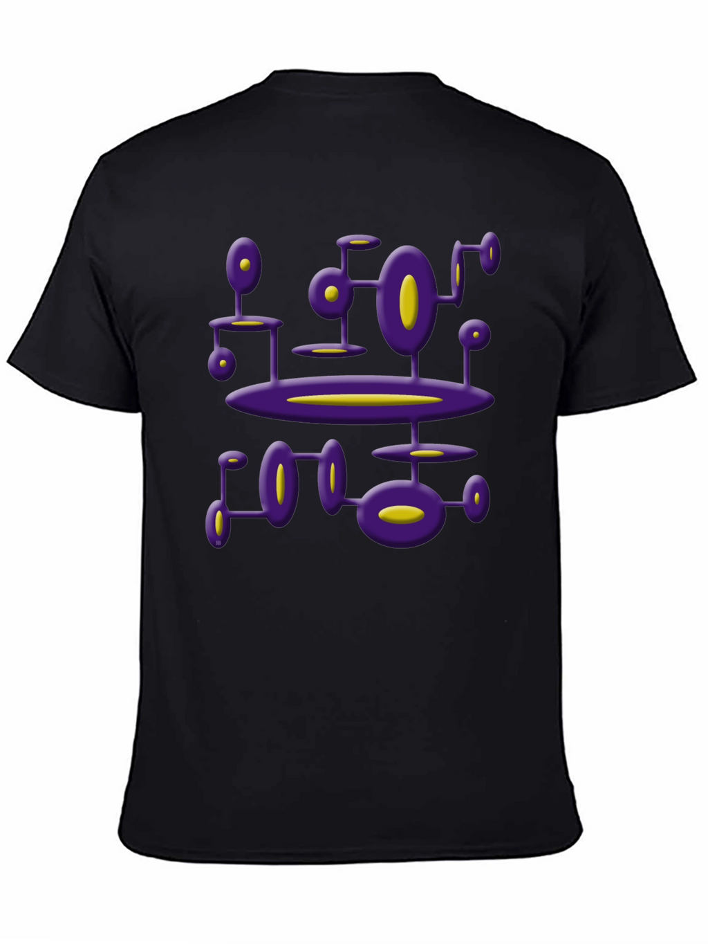 Abstract Purple Alien Structure Black T-Shirt