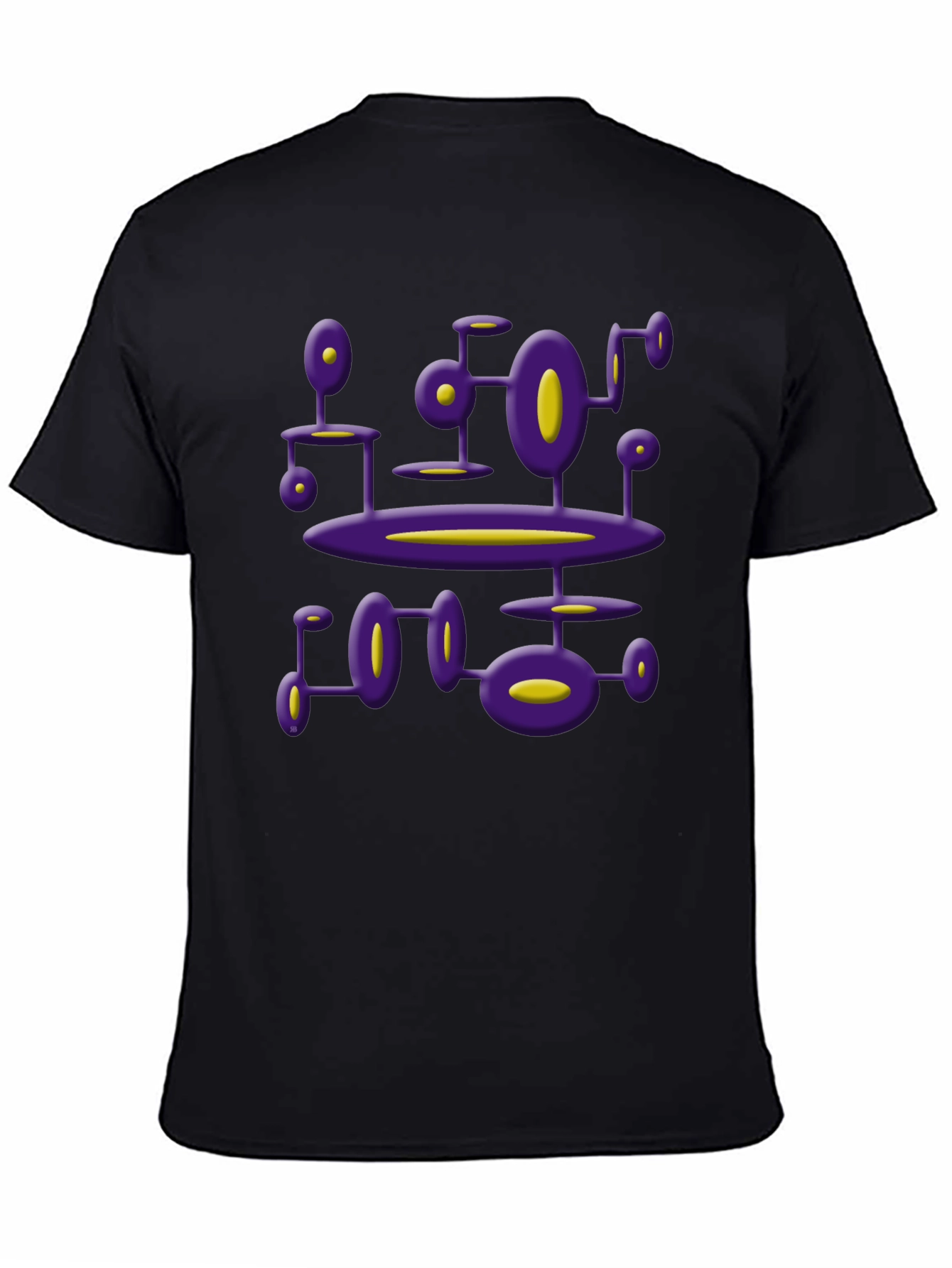 Abstract Purple Alien Structure Black T-Shirt