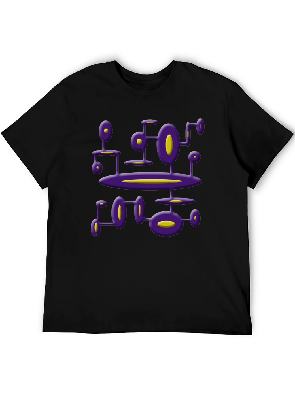 Abstract Purple Alien Structure Black T-Shirt