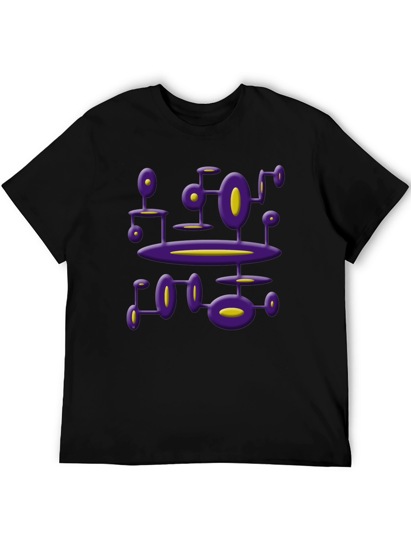 Abstract Purple Alien Structure Black T-Shirt