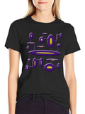 Abstract Purple Alien Structure Black T-Shirt