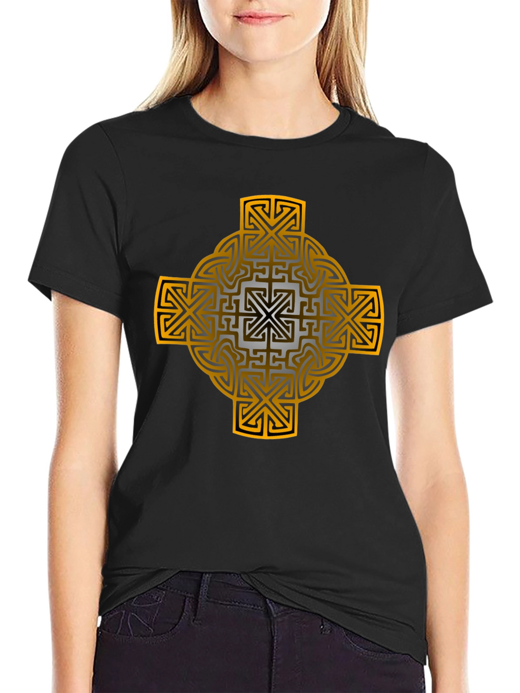Celtic Cross Graphic Tee - Black