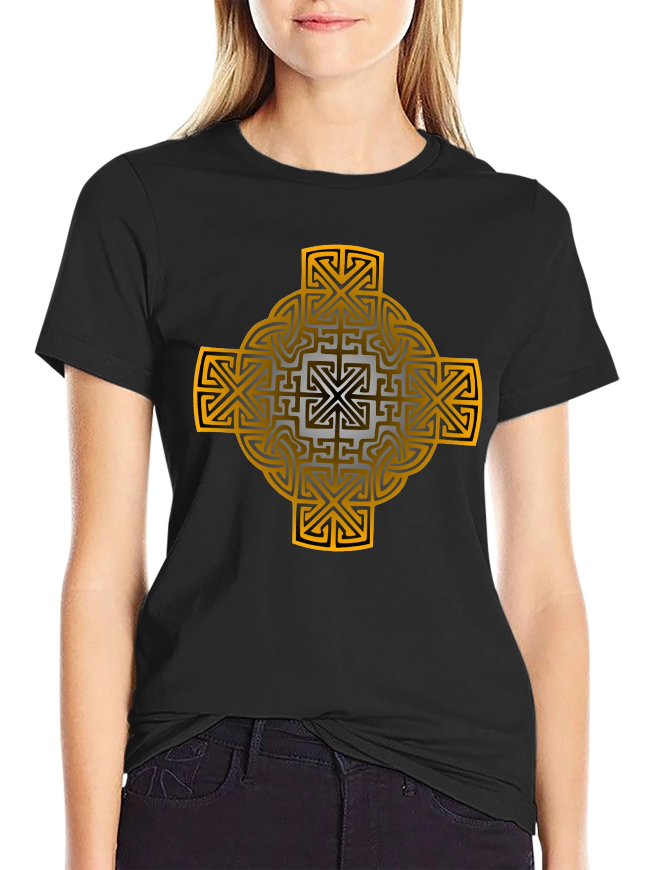 Celtic Cross Graphic Tee - Black