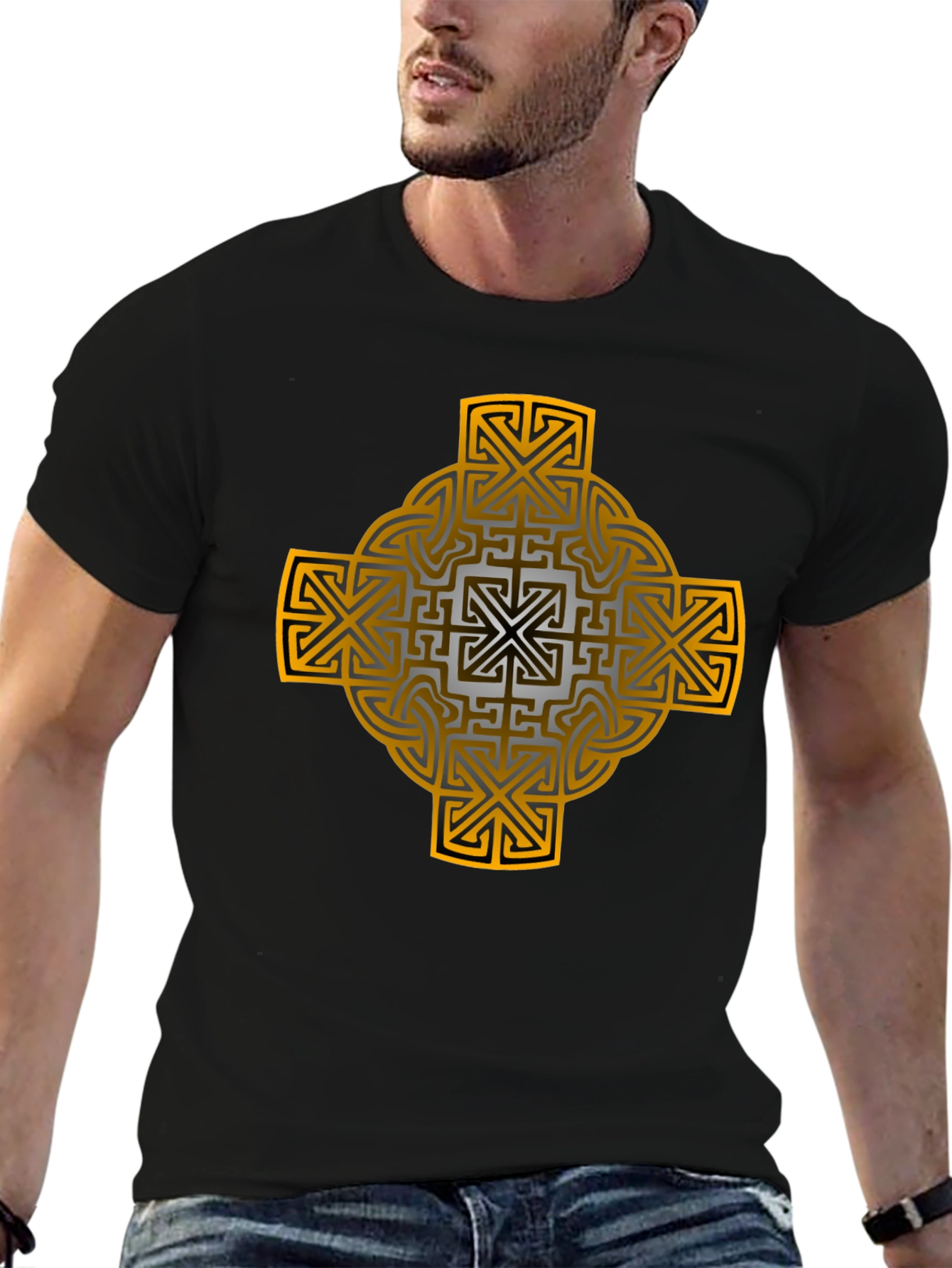 Celtic Cross Graphic Tee - Black