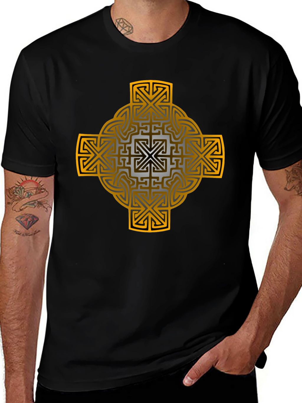Celtic Cross Graphic Tee - Black