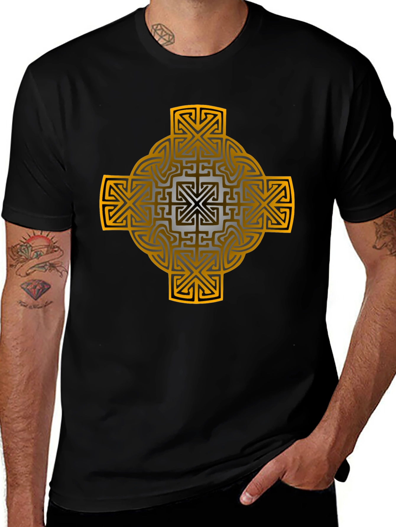 Celtic Cross Graphic Tee - Black
