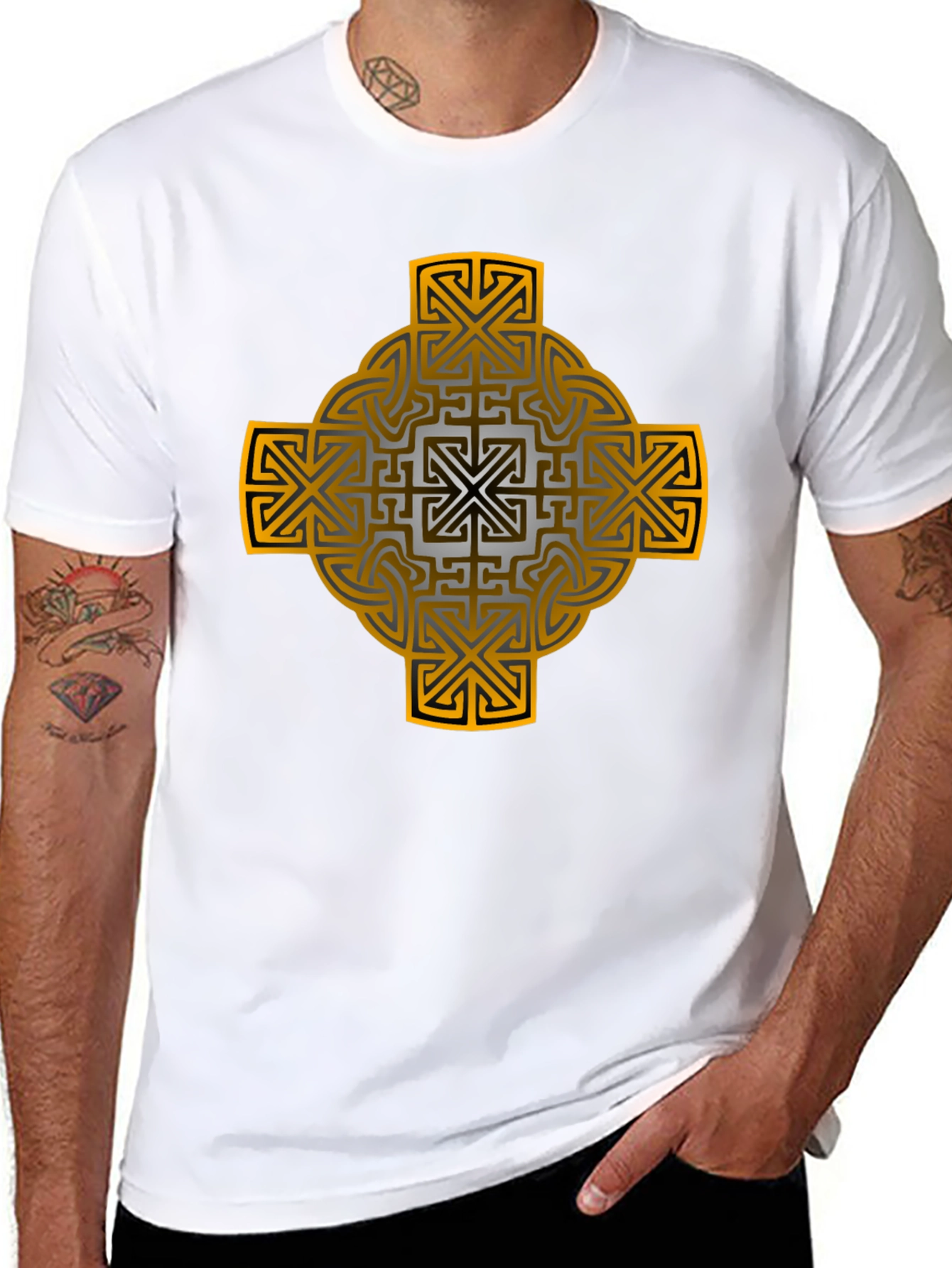Celtic Cross Graphic Tee - Black