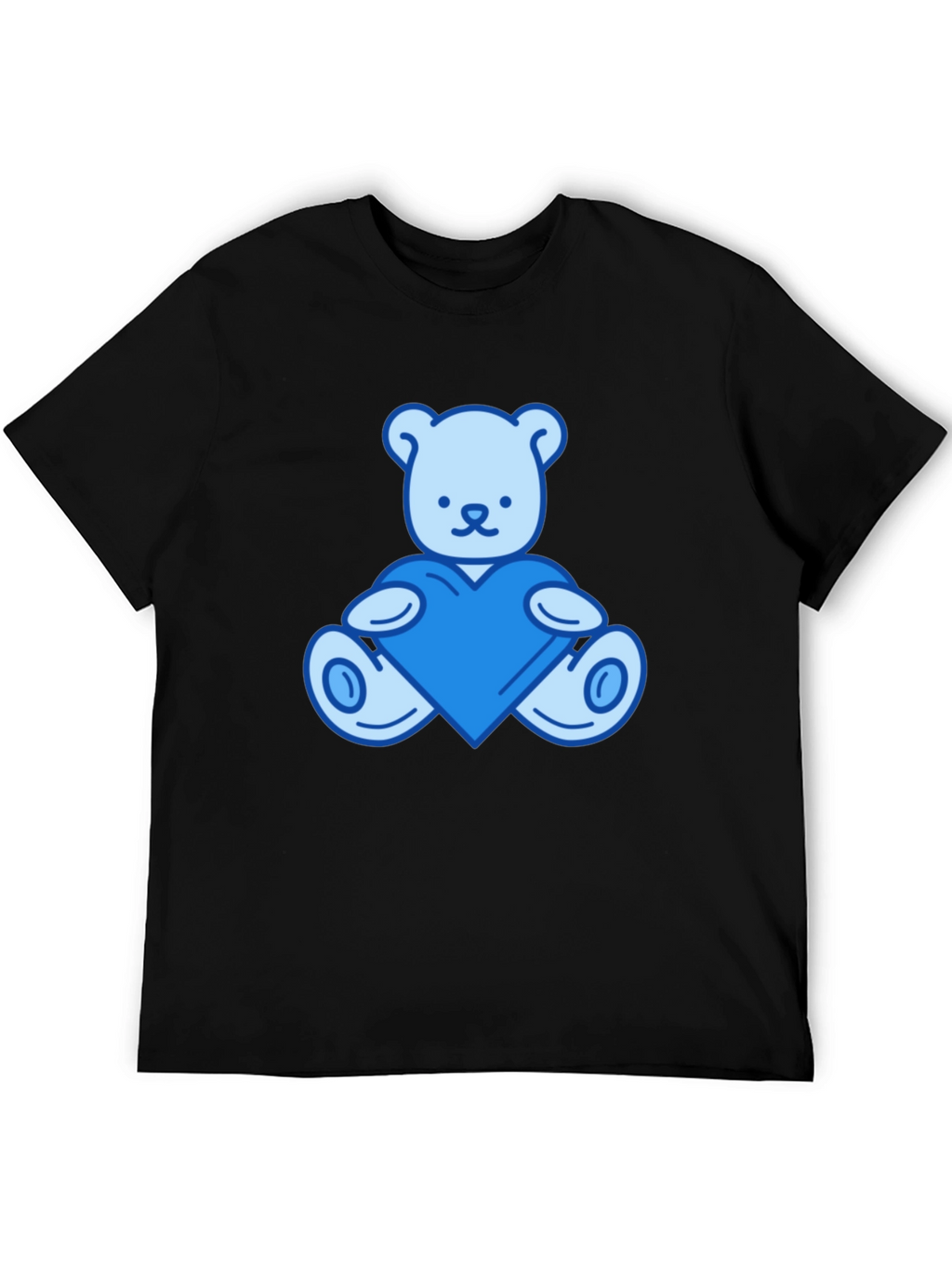 Teddy Bear Heart Graphic Black T-Shirt