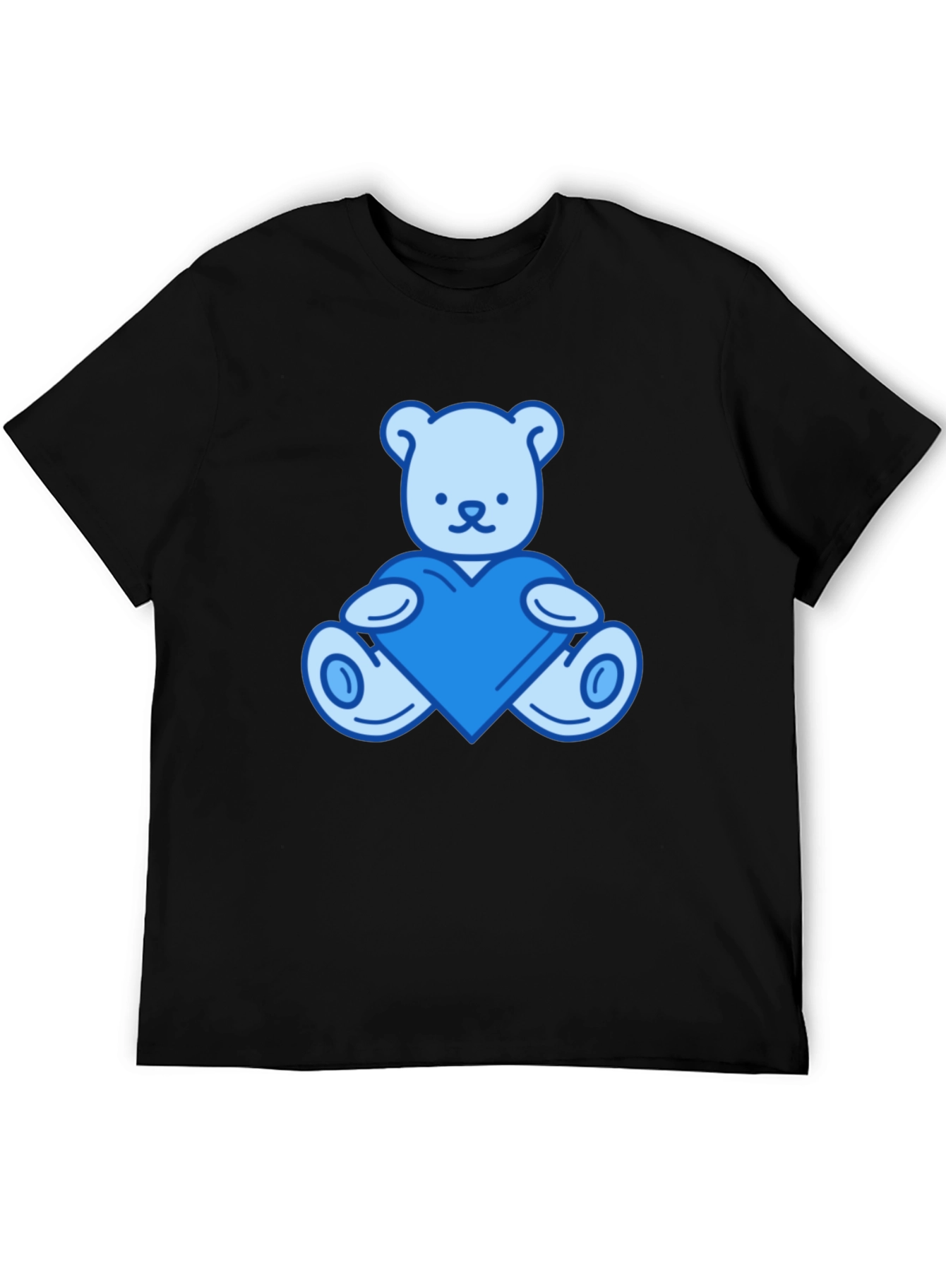 Teddy Bear Heart Graphic Black T-Shirt