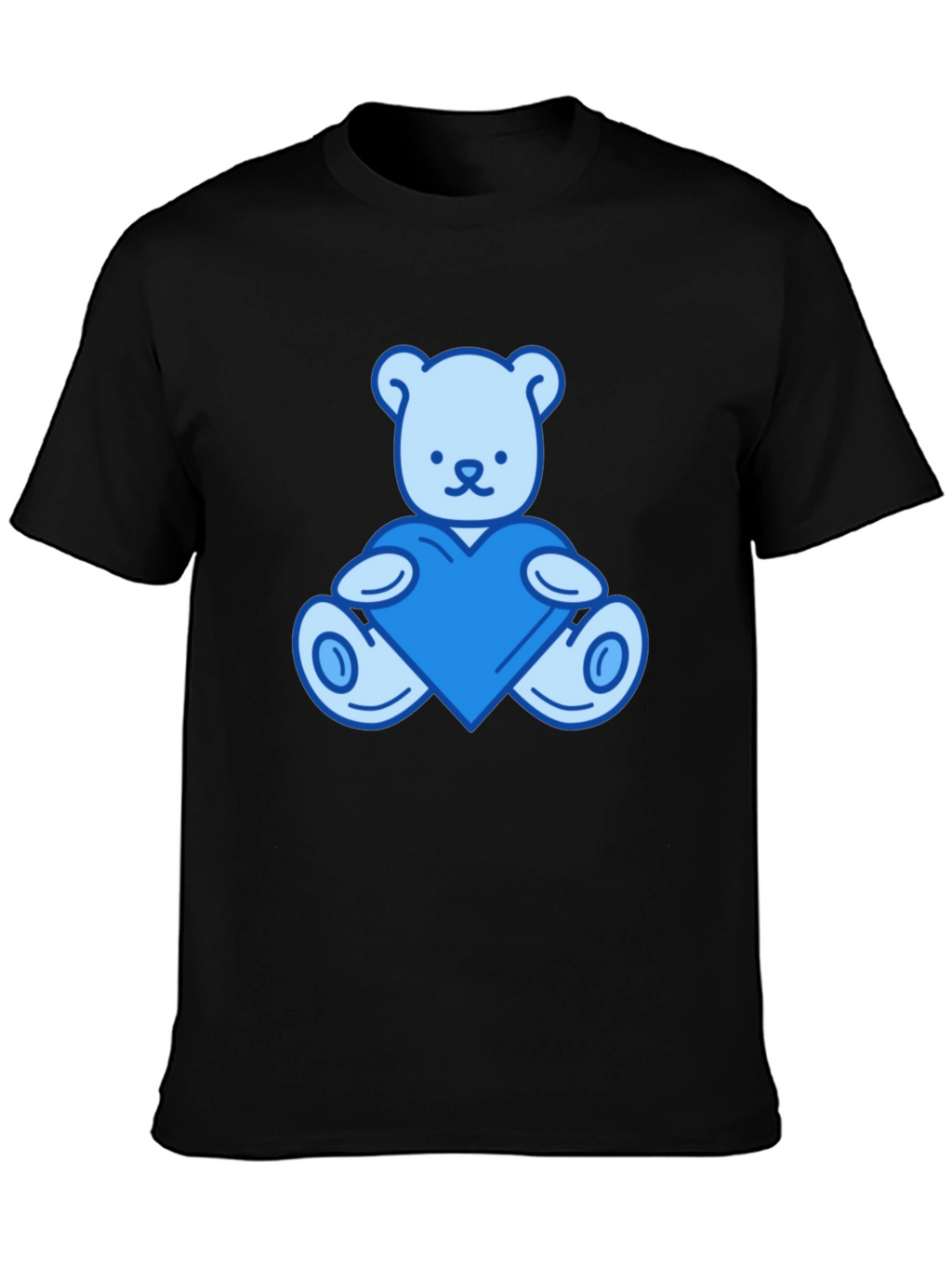 Teddy Bear Heart Graphic Black T-Shirt