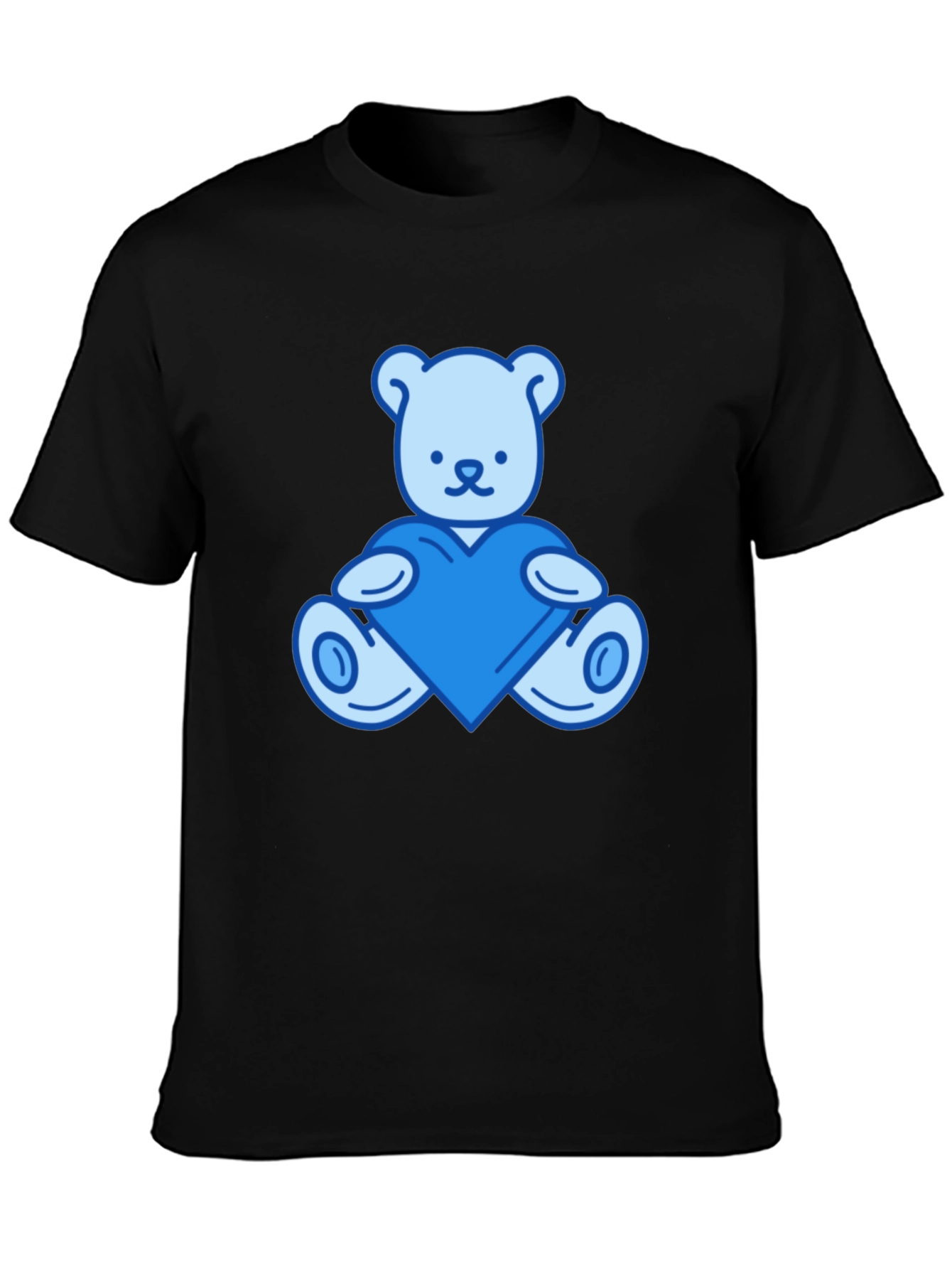 Teddy Bear Heart Graphic Black T-Shirt