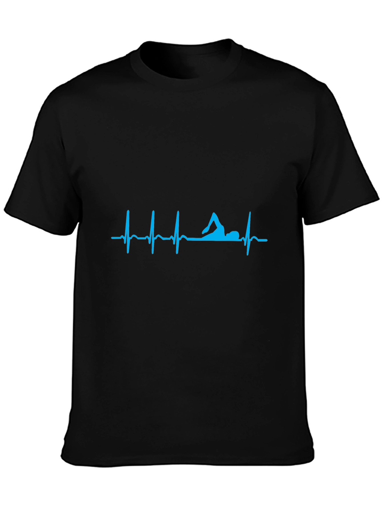 Swimmer Heartbeat T-Shirt - Black Cotton Tee