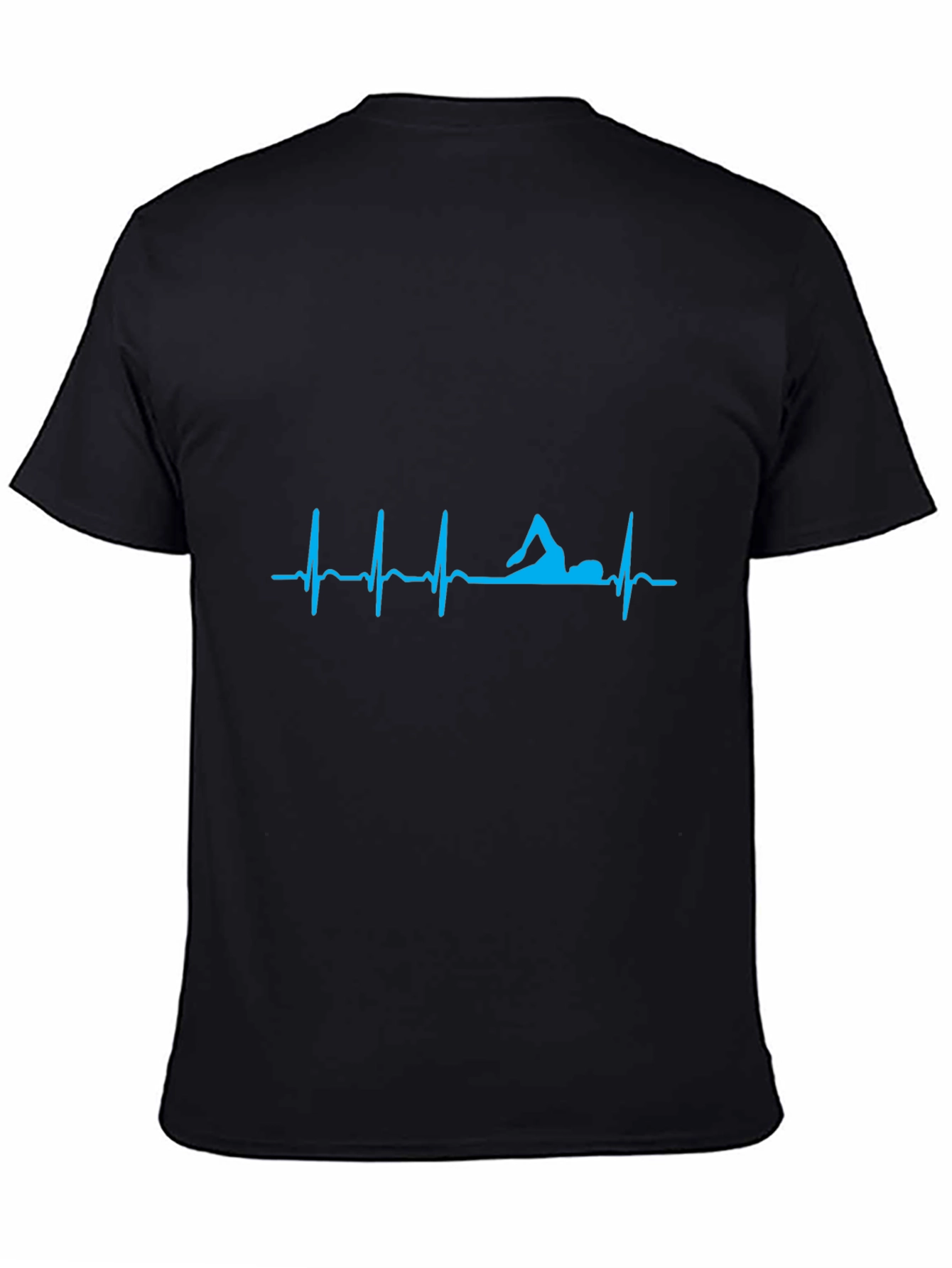 Swimmer Heartbeat T-Shirt - Black Cotton Tee