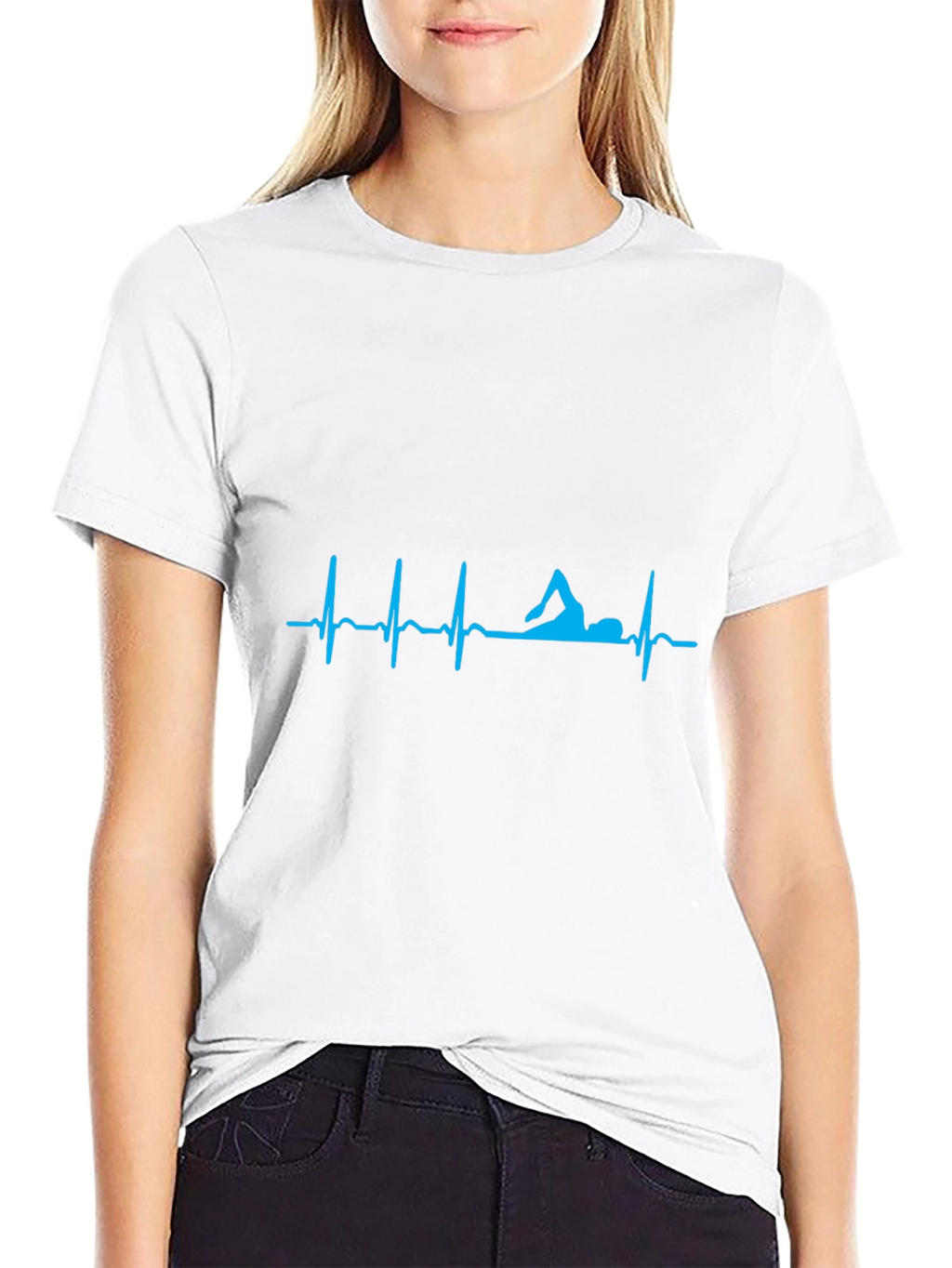 Swimmer Heartbeat T-Shirt - Black Cotton Tee