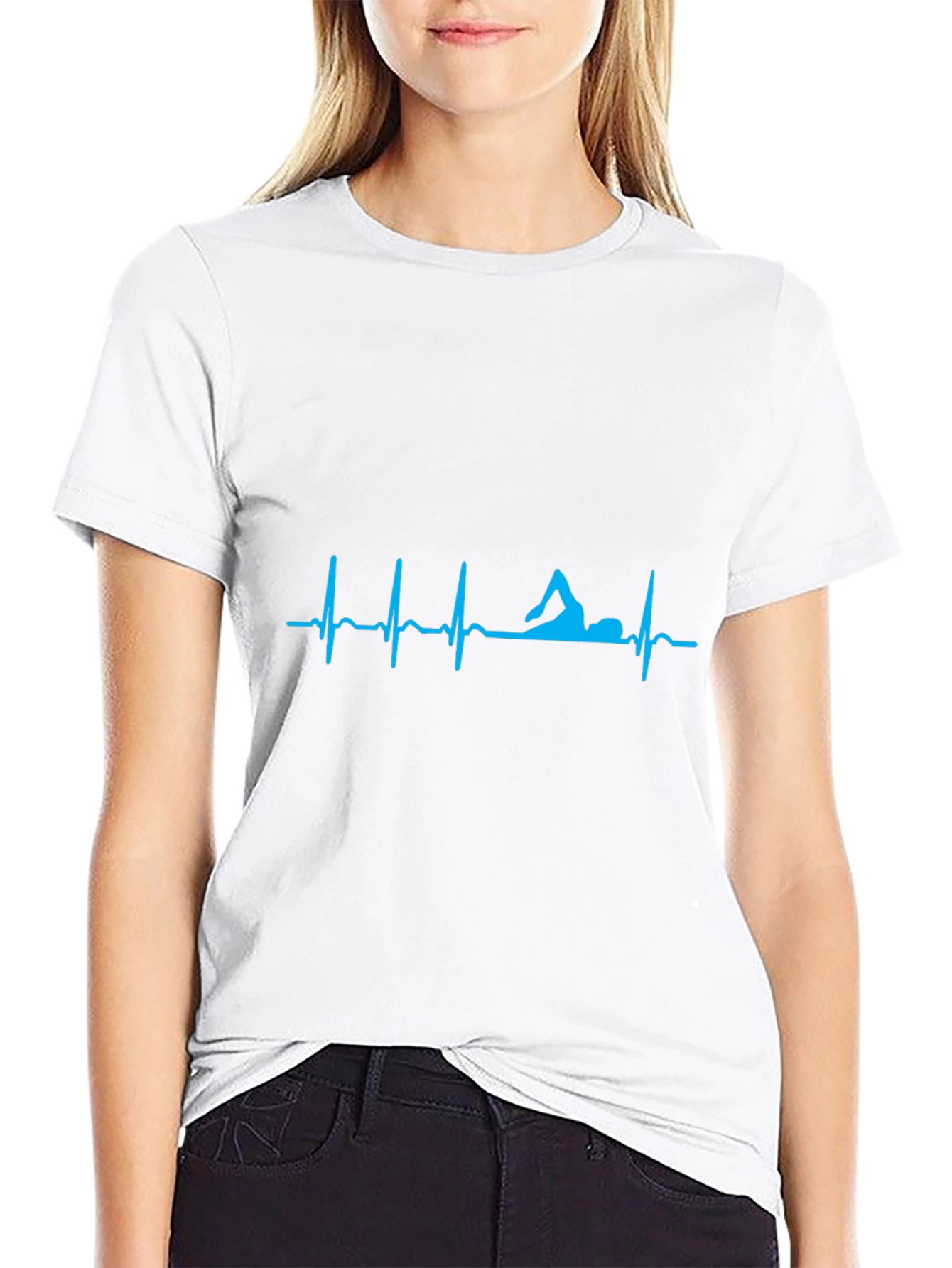 Swimmer Heartbeat T-Shirt - Black Cotton Tee