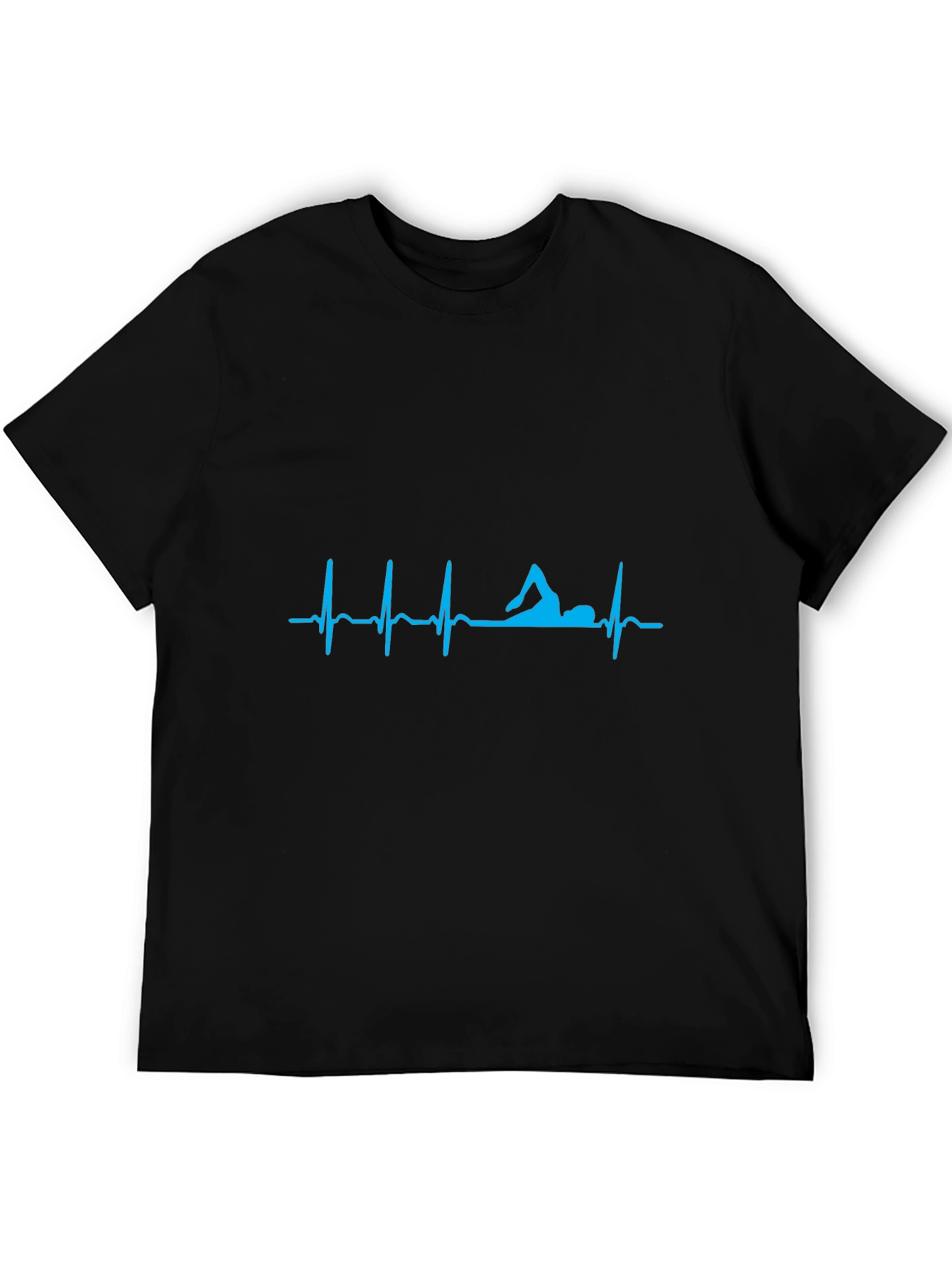 Swimmer Heartbeat T-Shirt - Black Cotton Tee