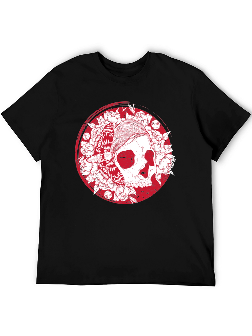 Skull & Moth Graphic T-Shirt - Black