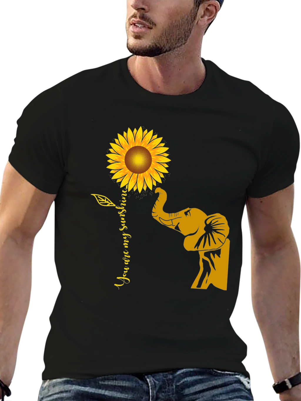 Elephant Sunflower Graphic Tee - You Are My Sunshine