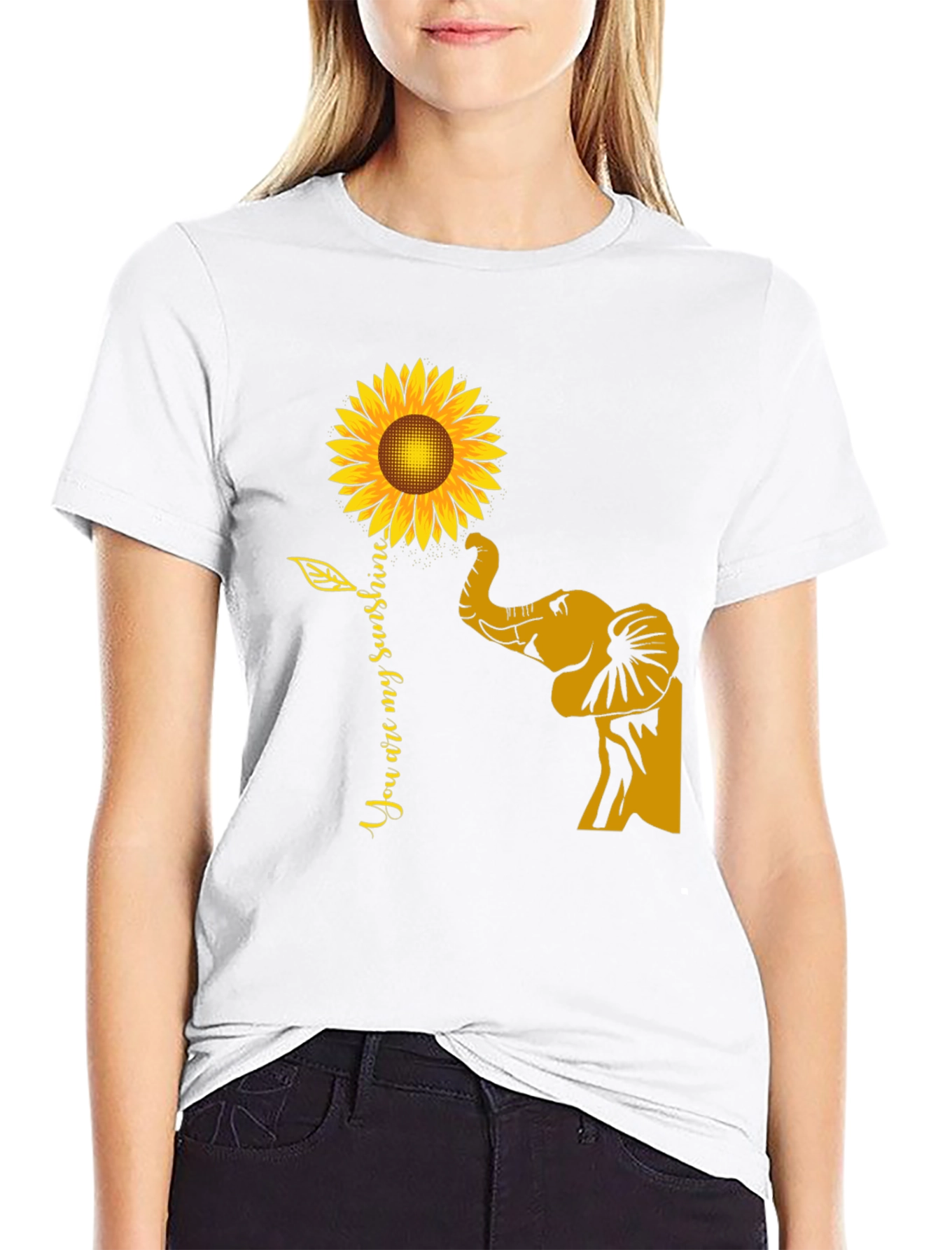 Elephant Sunflower Graphic Tee - You Are My Sunshine