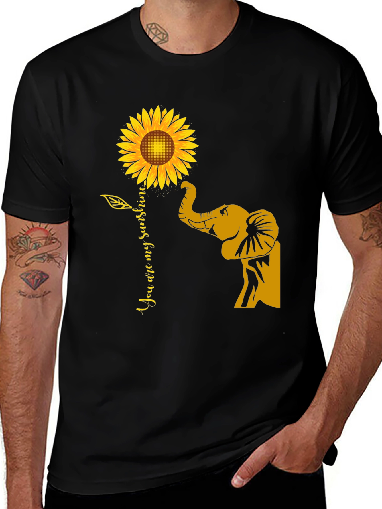 Elephant Sunflower Graphic Tee - You Are My Sunshine
