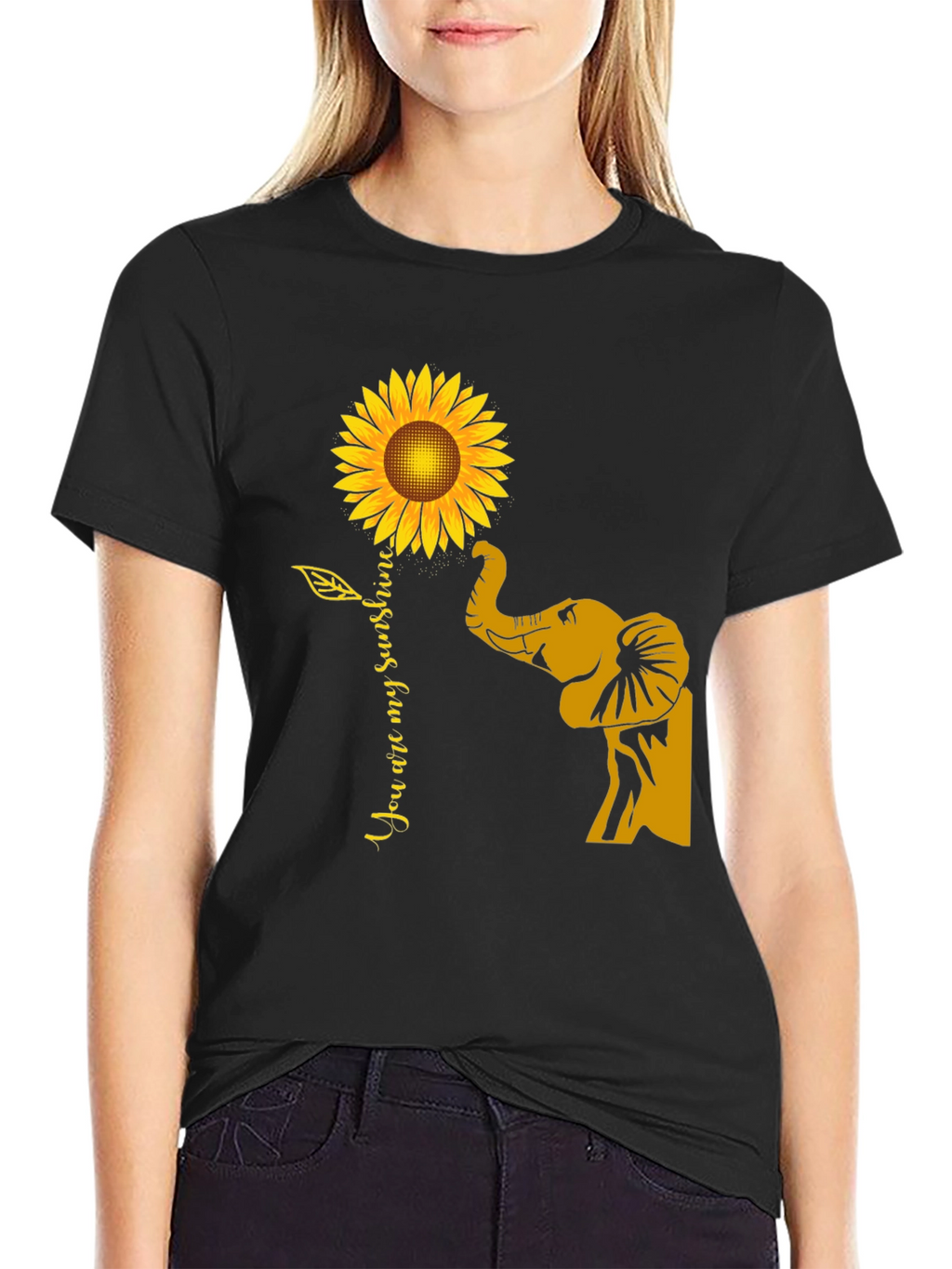 Elephant Sunflower Graphic Tee - You Are My Sunshine
