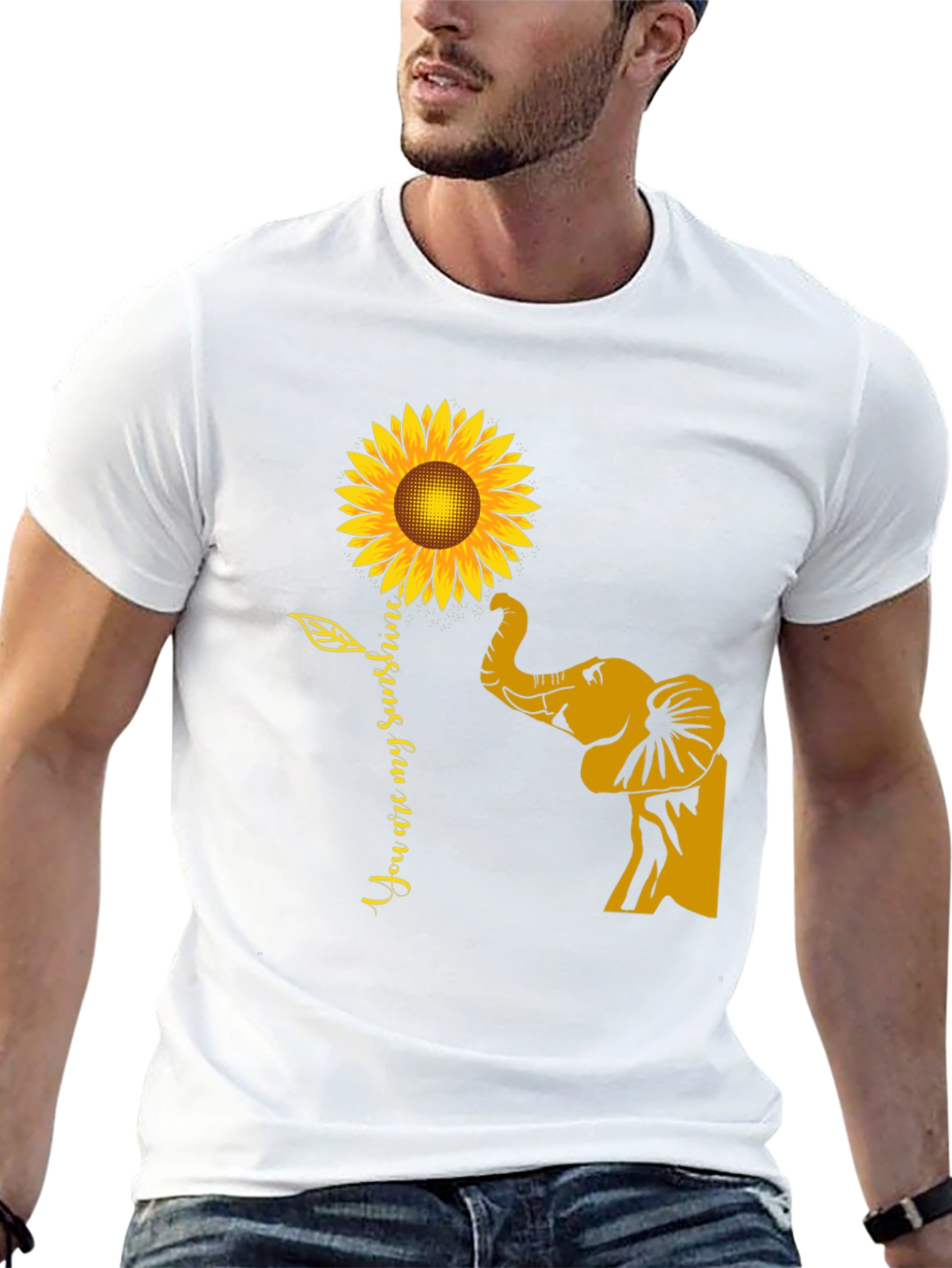 Elephant Sunflower Graphic Tee - You Are My Sunshine