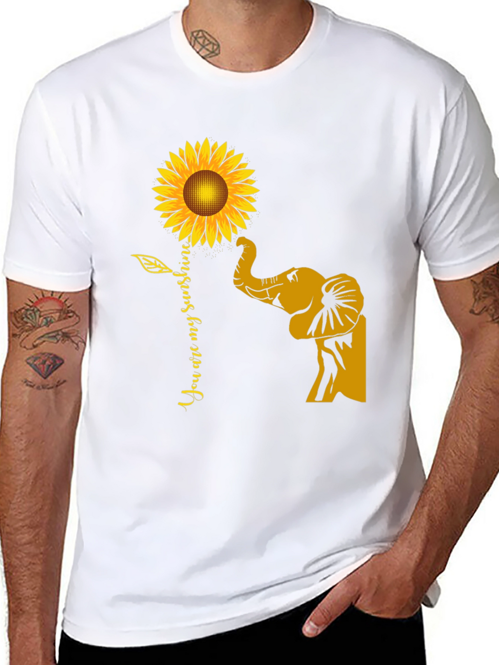 Elephant Sunflower Graphic Tee - You Are My Sunshine