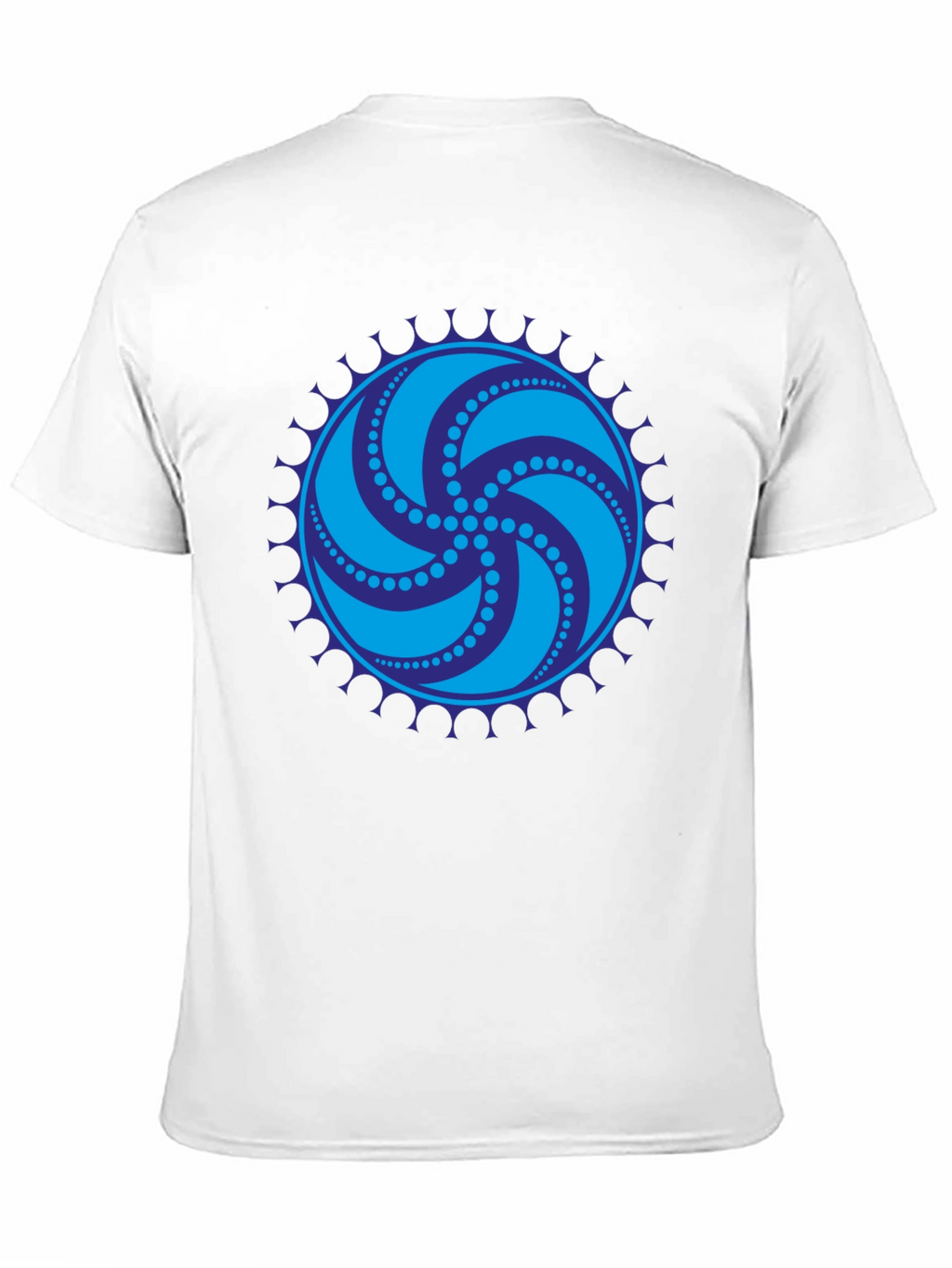 Black Tee with Geometric Swirl Design