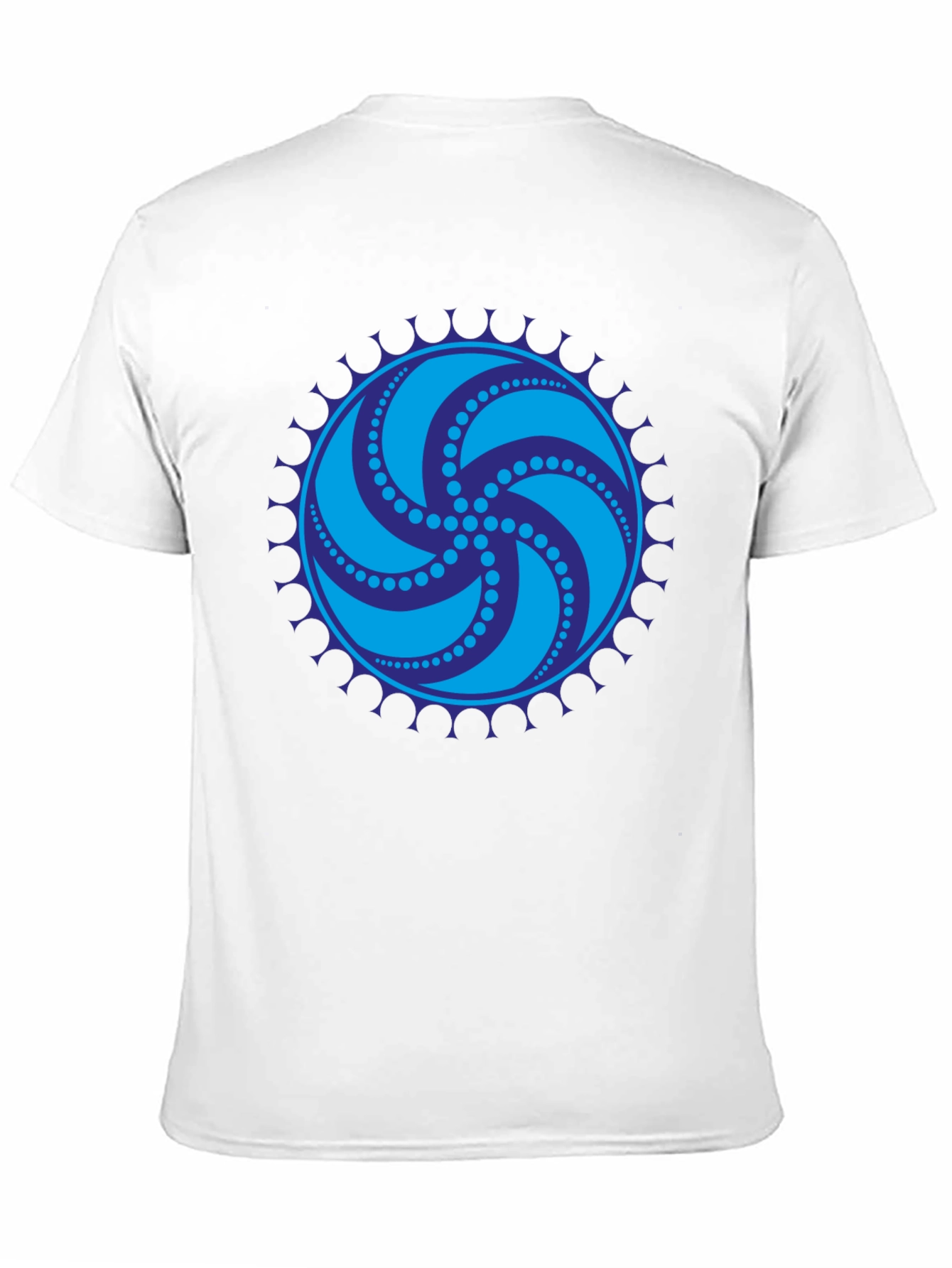 Black Tee with Geometric Swirl Design