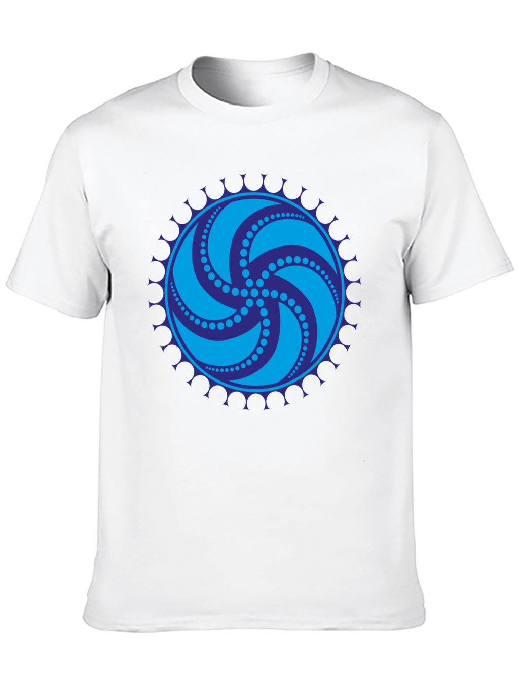 Black Tee with Geometric Swirl Design