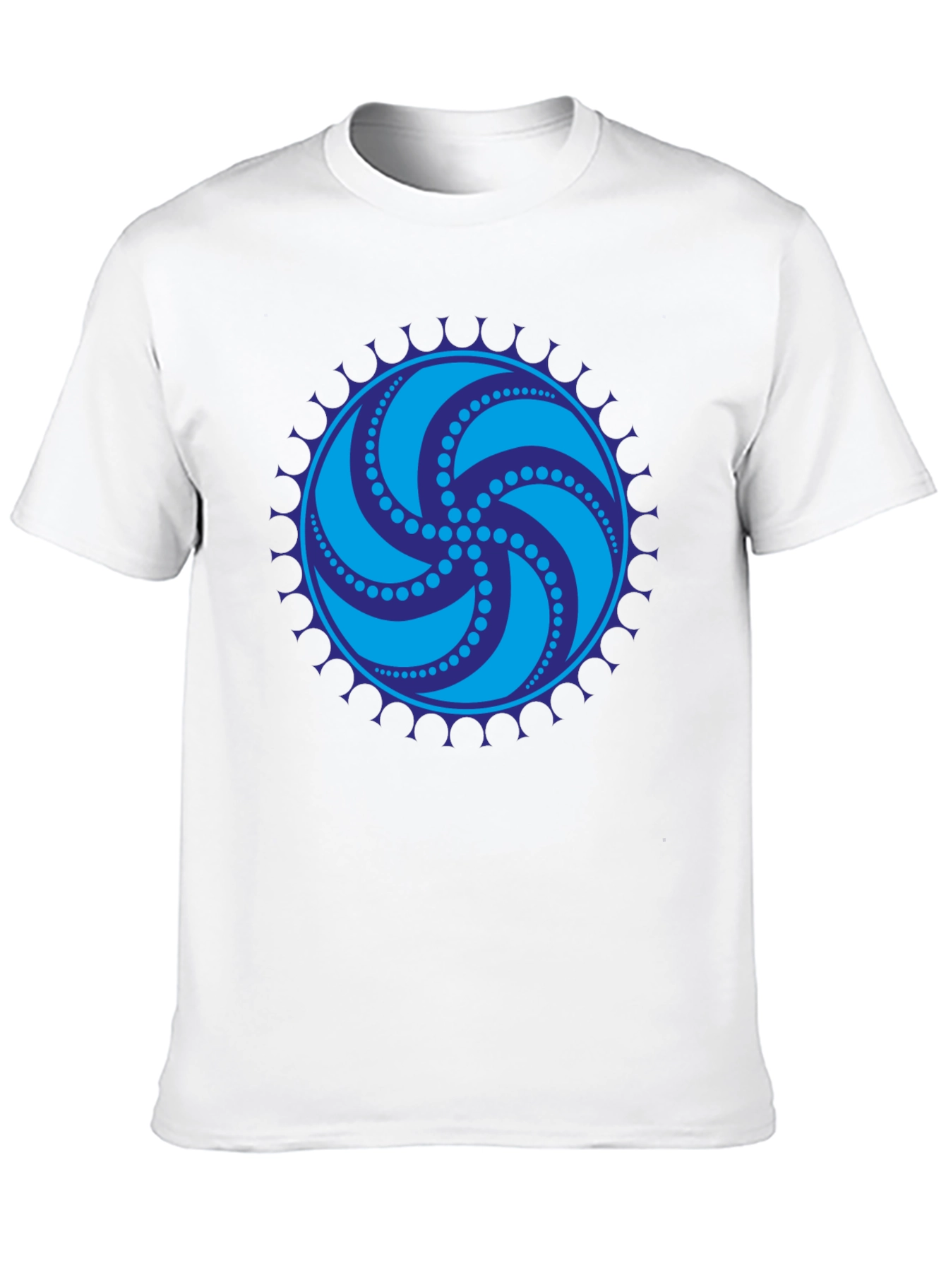 Black Tee with Geometric Swirl Design