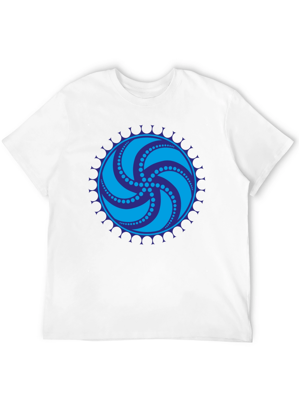 Black Tee with Geometric Swirl Design