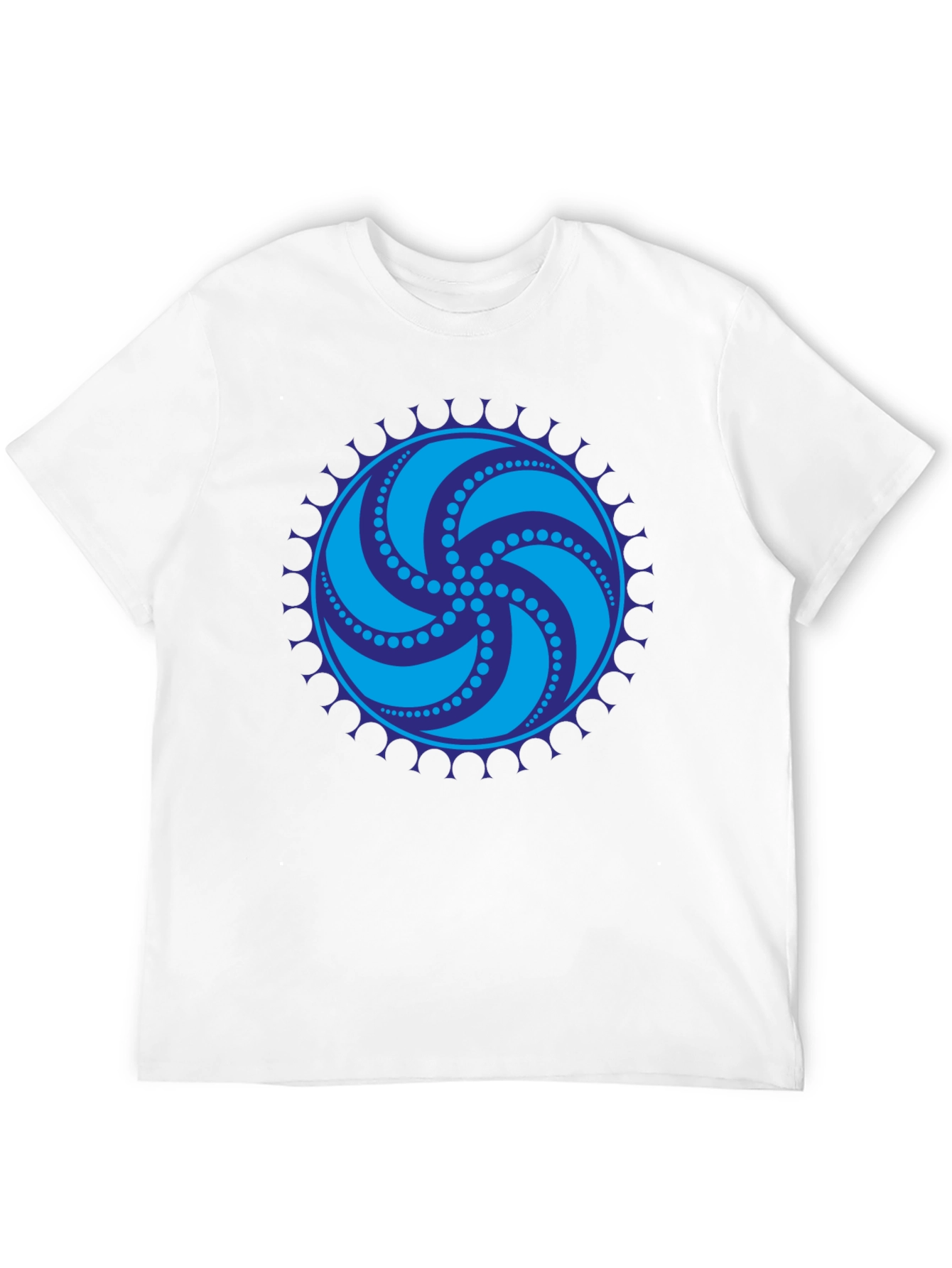 Black Tee with Geometric Swirl Design